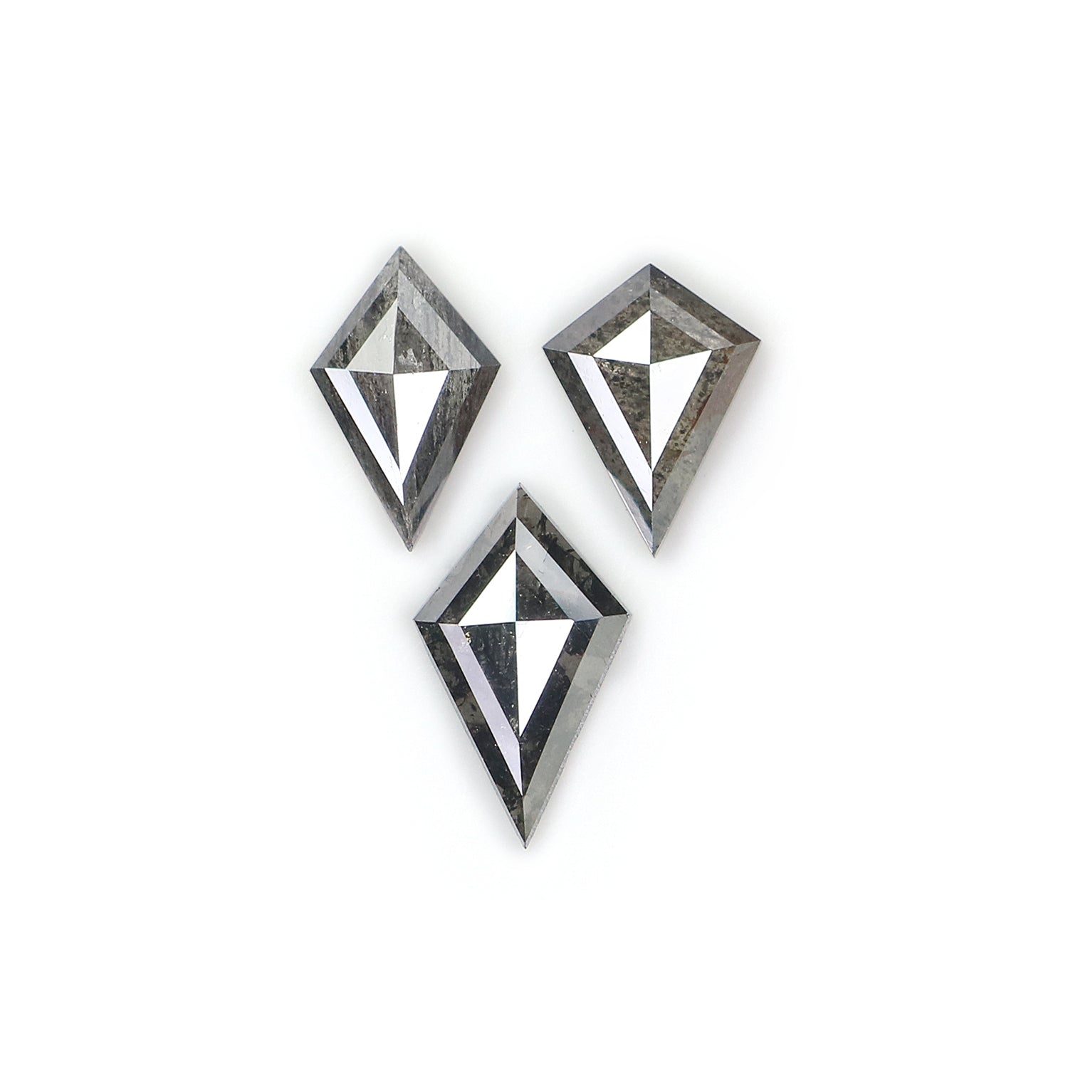 1.29 CT Natural Loose Kite Shape Diamond Salt And Pepper Kite Cut Diamond 9.20 MM Natural Black Grey Color Kite Rose Cut Diamond L3439