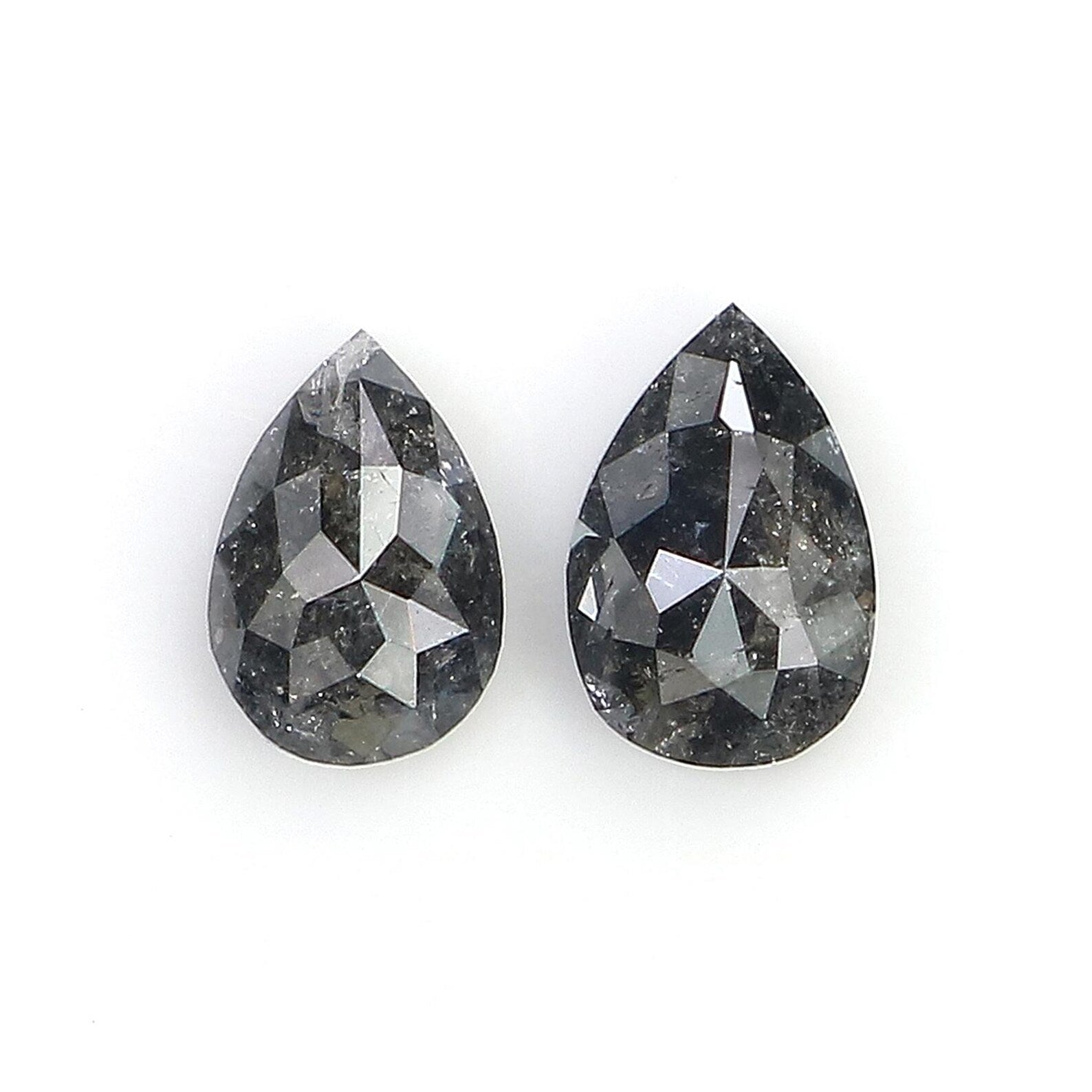 0.47 CT Natural Loose Pear Cut Pair Diamond Salt And Pepper Pear Shape Diamond 4.75 MM Natural Black Grey Color Pear Rose Cut Diamond QN942