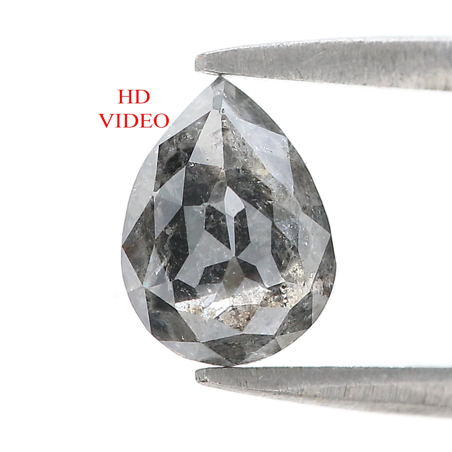 1.47 CT Natural Loose Pear Shape Diamond Salt And Pepper Pear Rose Cut Diamond 8.05 MM Natural Black Grey Color Pear Shape Diamond QL1561