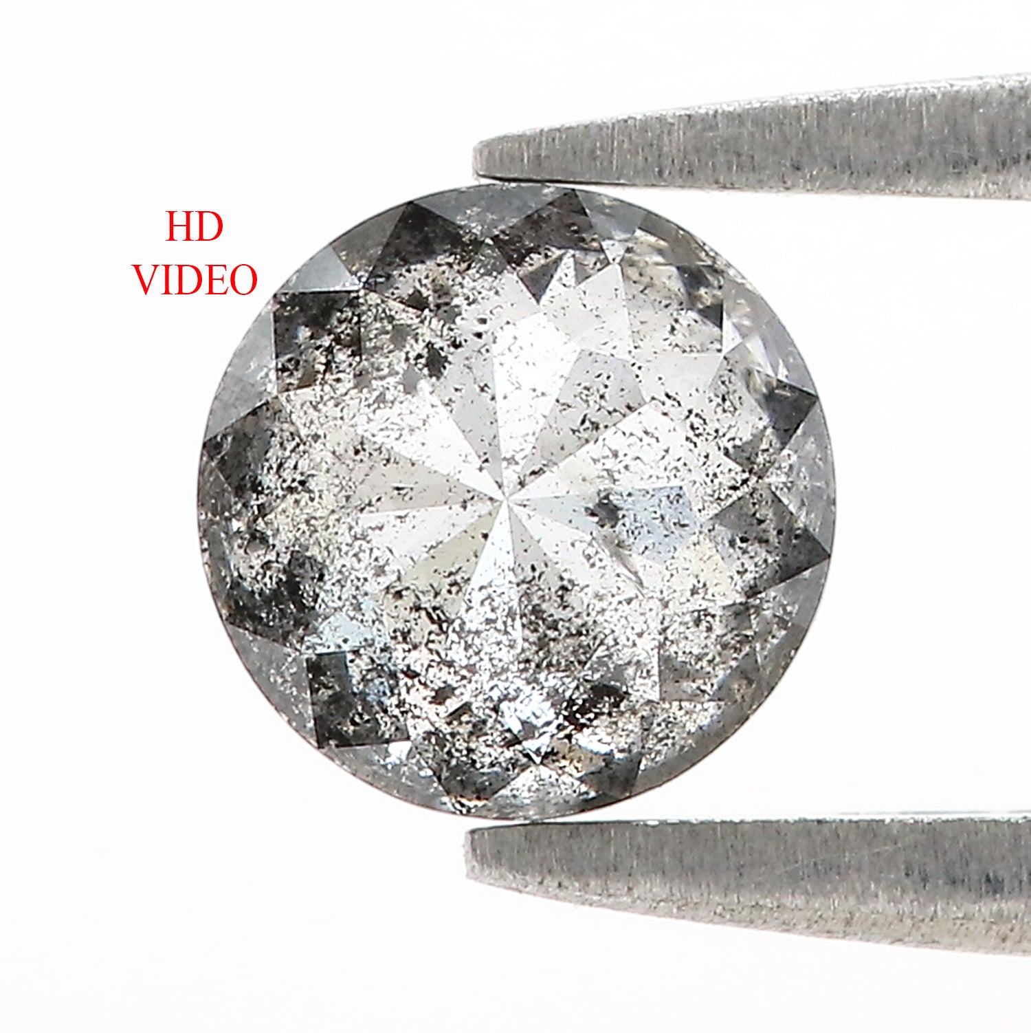1.20 Ct Natural Loose Round Rose Cut Diamond Salt And Pepper Round Shape Diamond 6.50 MM Natural Black Grey Color Rose Cut Diamond L3613