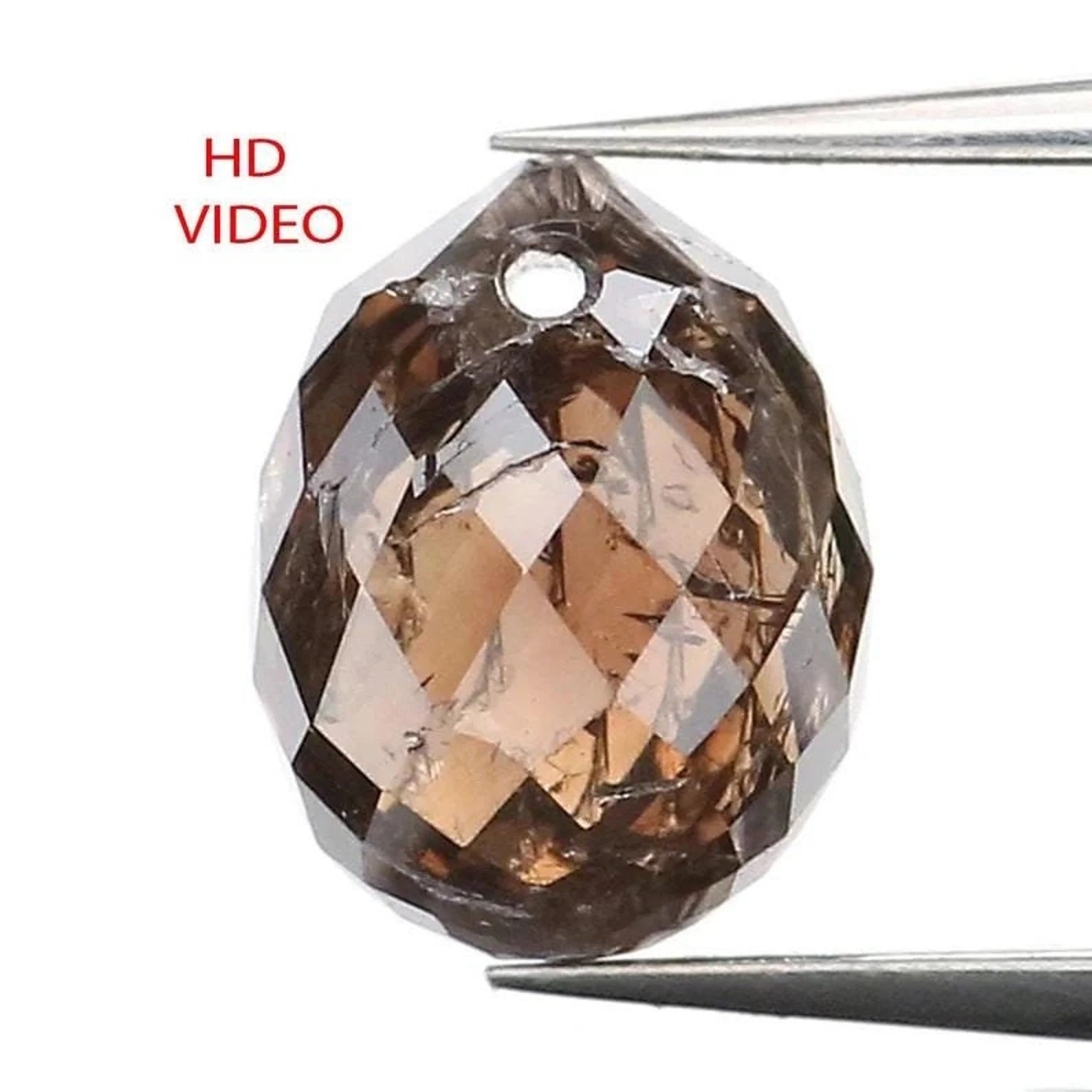 1.18 Ct Natural Loose Briolette Shape Diamond Brown Color Drop Diamond 6.15 MM Natural Loose Brown Color Briolette Rose Cut Diamond NQ469