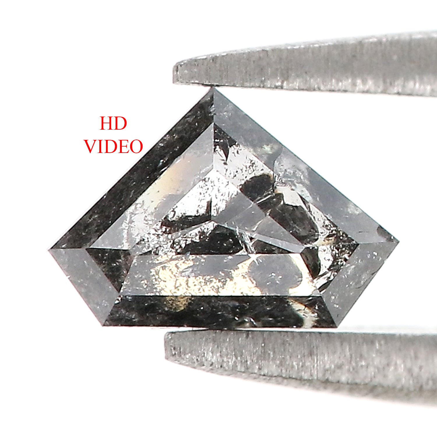 0.51 CT Natural Loose Shield Diamond Black Grey Color Diamond 4.40 MM Natural Loose Diamond Salt And Pepper Shield Rose Cut Diamond QL079