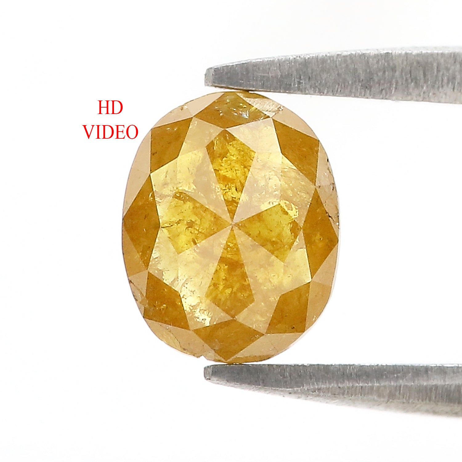 Natural Oval Yellow Diamond 1.03 CT Loose Rose Cut Yellow Stone 7.10 MM Rustic Diamond Oval Diamond For Custom Engagement Ring L3642