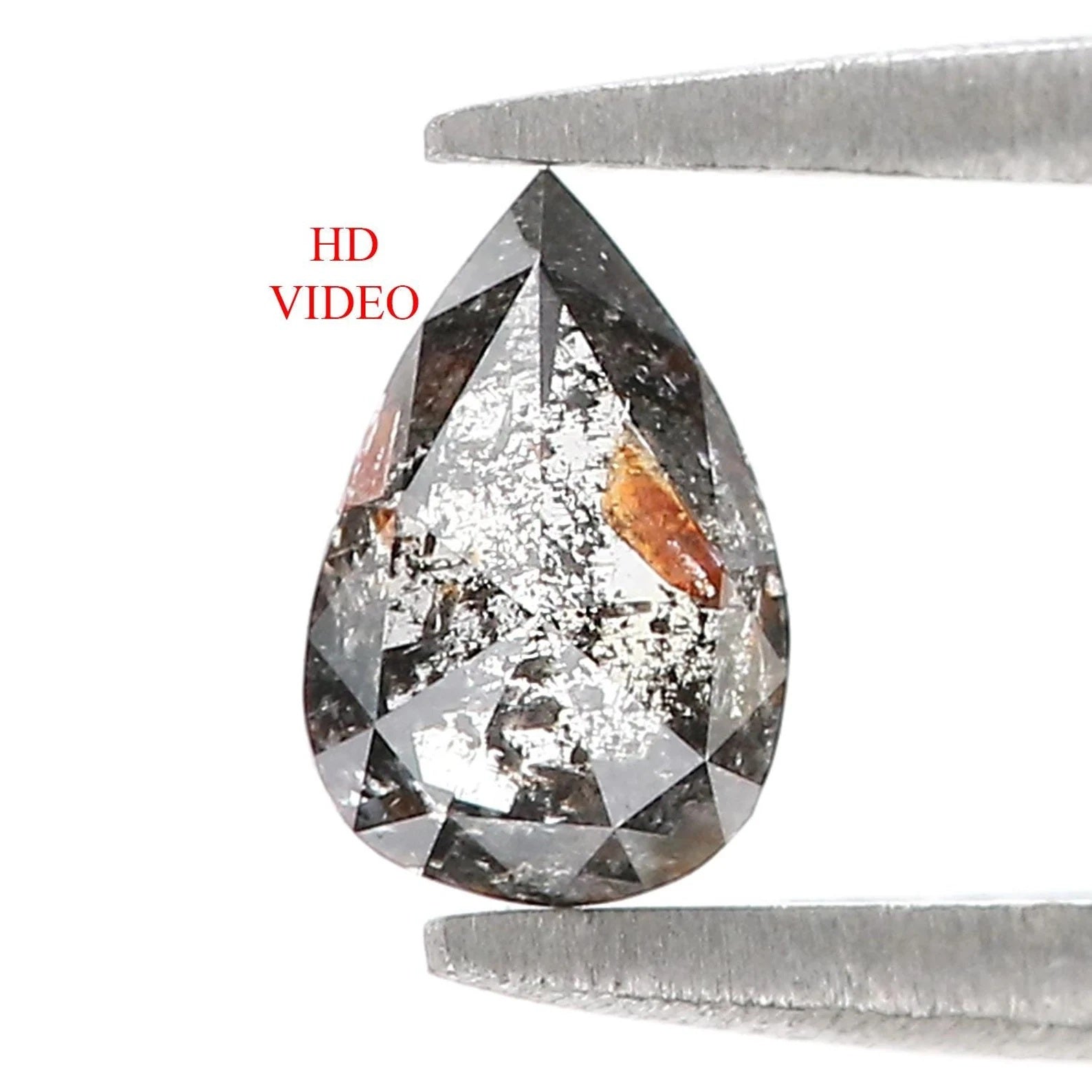 0.53 CT Natural Loose Pear Shape Diamond Salt And Pepper Pear Cut Diamond 6.75 MM Natural Loose Diamond Pear Shape Rose Cut Diamond QN8743