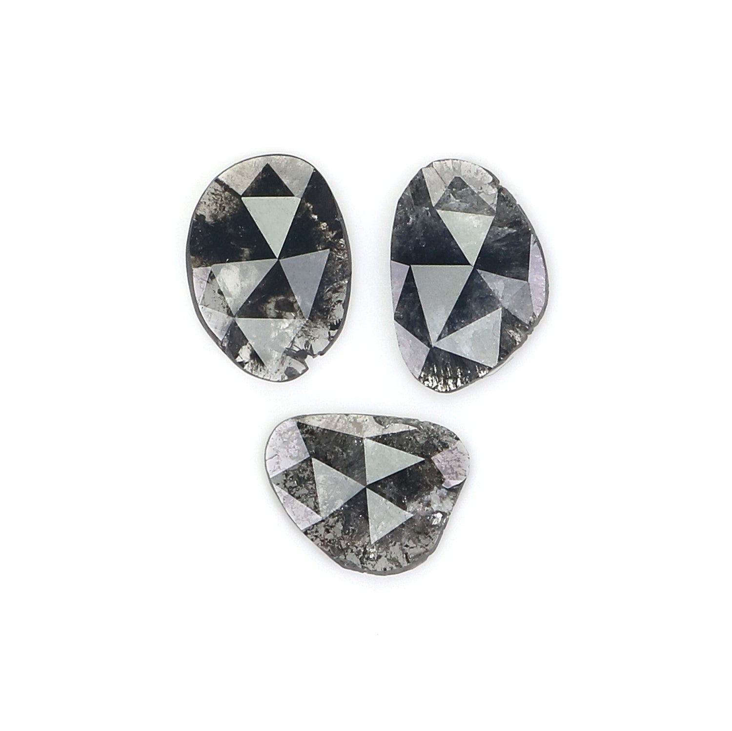 1.04 CT Natural Loose Slice Shape Diamond Salt And Pepper Slice Uncut Diamond 7.55 MM Natural Black Grey Diamond Irregular Cut Diamond L3544