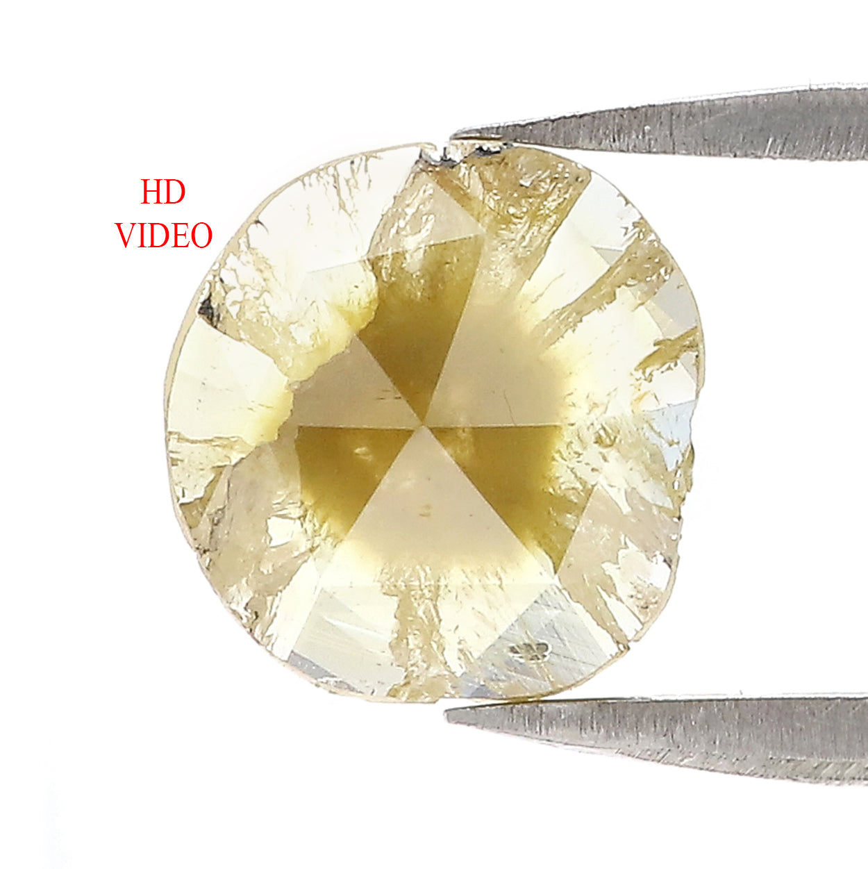 1.14 CT Natural Loose Slice Shape Diamond Yellow Color Irregular Cut Diamond 8.25 MM Natural Loose Diamond Slice Rose Cut Diamond QL3025