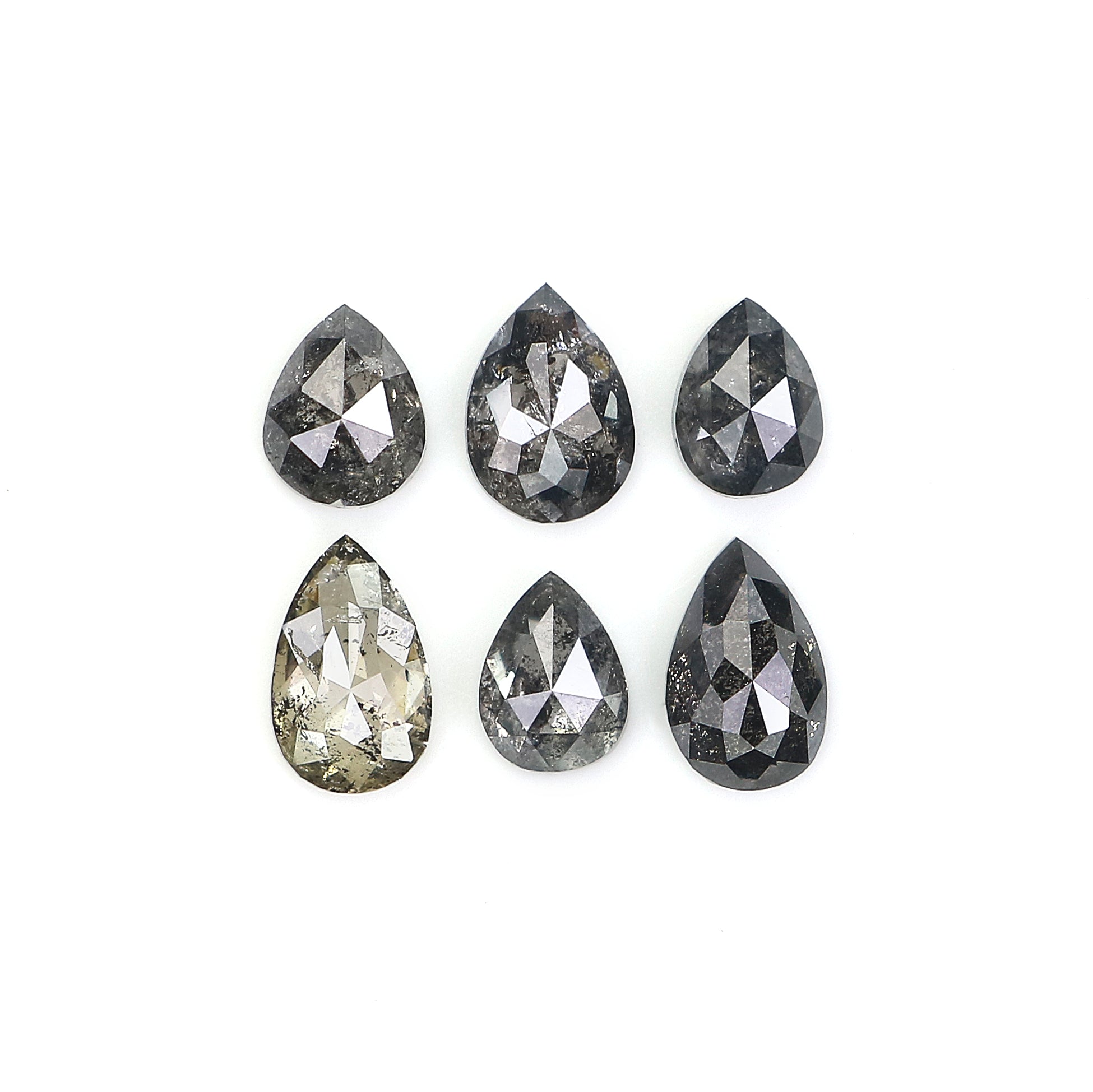 1.66 CT Natural Loose Pear Shape Diamond Salt And Pepper Pear Cut Diamond 4.20 MM Natural Loose Black Grey Color Pear Rose Cut Diamond LQ790