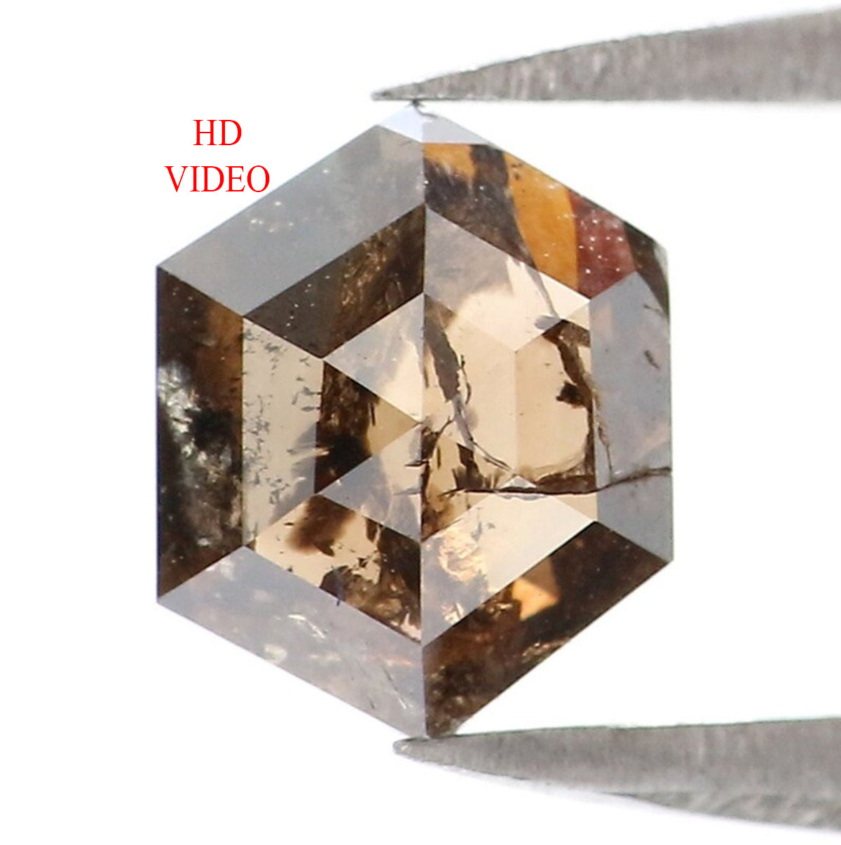 0.89 CT Natural Loose Hexagon Shape Diamond Brown Color Hexagon Cut Diamond 6.90 MM Natural Brown Color Hexagon Rose Cut Diamond LQ7448