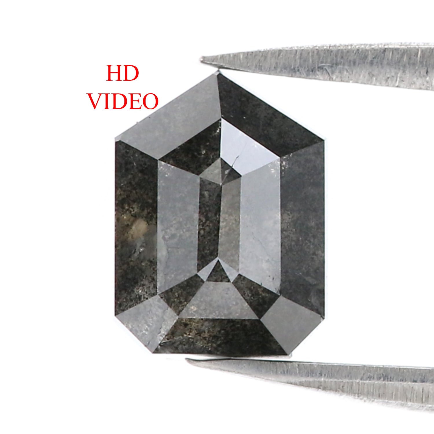 2.05 Ct Natural Loose Shield Shape Diamond Salt And Pepper Shield Cut Diamond 8.50 MM Black Gray Color Shield Shape Rose Cut Diamond QL8057