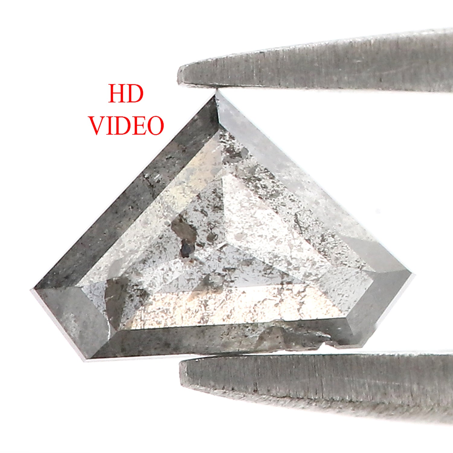 0.77 Ct Natural Loose Shield Shape Diamond Salt And Pepper Shield Cut Diamond 5.25 MM Black Gray Color Shield Shape Rose Cut Diamond QL441