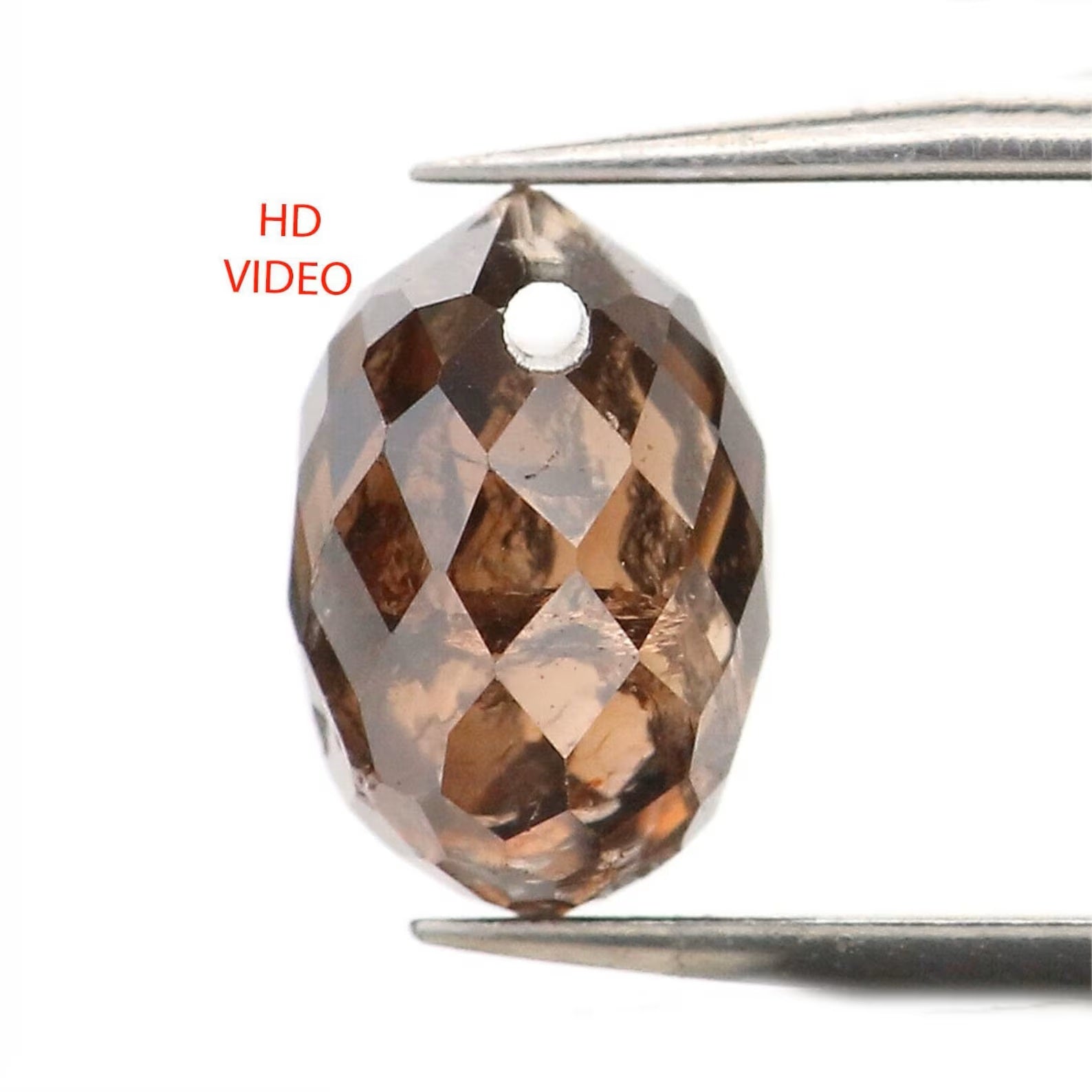 0.52 Ct Natural Loose Drop Shape Diamond Black Brown Color Drop Cut Diamond 5.20 MM Natural Loose Diamond Briolette Rose Cut Diamond NQ408