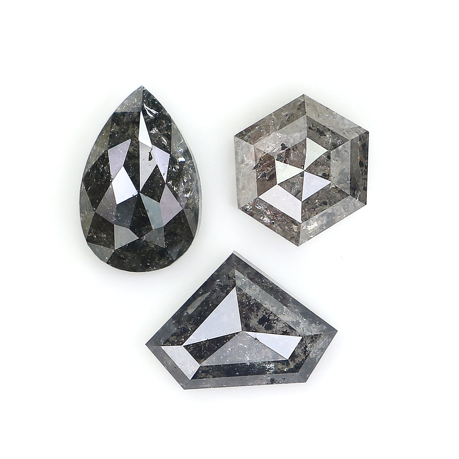 1.73 CT Natural Loose Mix Shape Diamond Salt And Pepper Mix Shape Diamond 7.15 MM Natural Black Grey Color Mix Shape Rose Cut Diamond QL1063