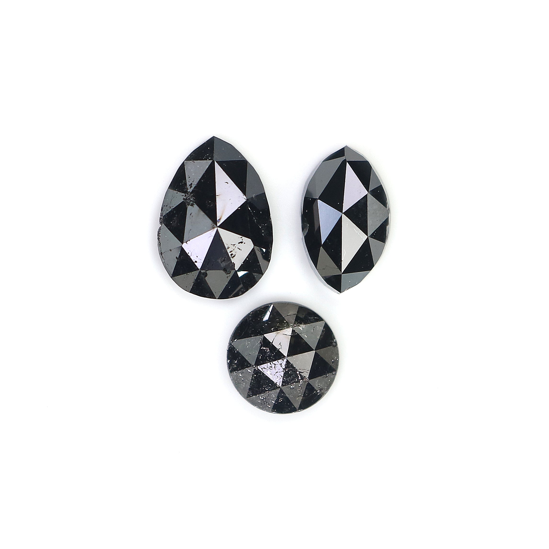 3.72 CT Natural Loose Mix Shape Diamond Black Color Mix Shape Diamond 6.30 MM Natural Loose Black Color Mix Shape Rose Cut Diamond LQ1728