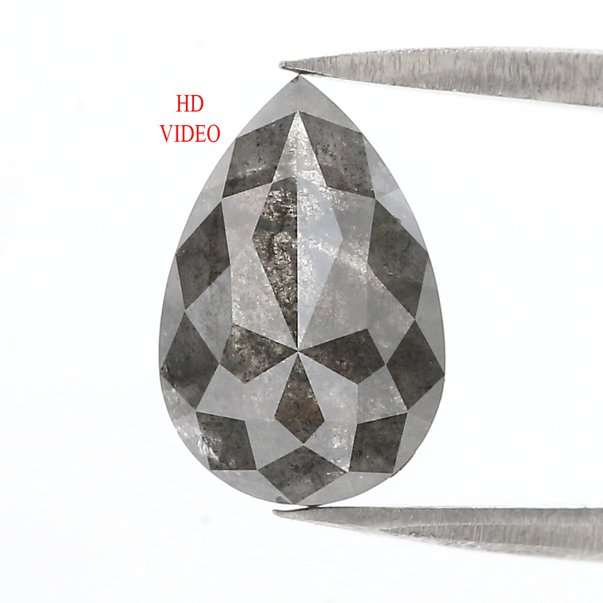 3.14 CT Natural Loose Pear Shape Diamond Salt And Pepper Pear Rose Cut Diamond 11.65 MM Natural Black Grey Color Pear Shape Diamond LQ3074