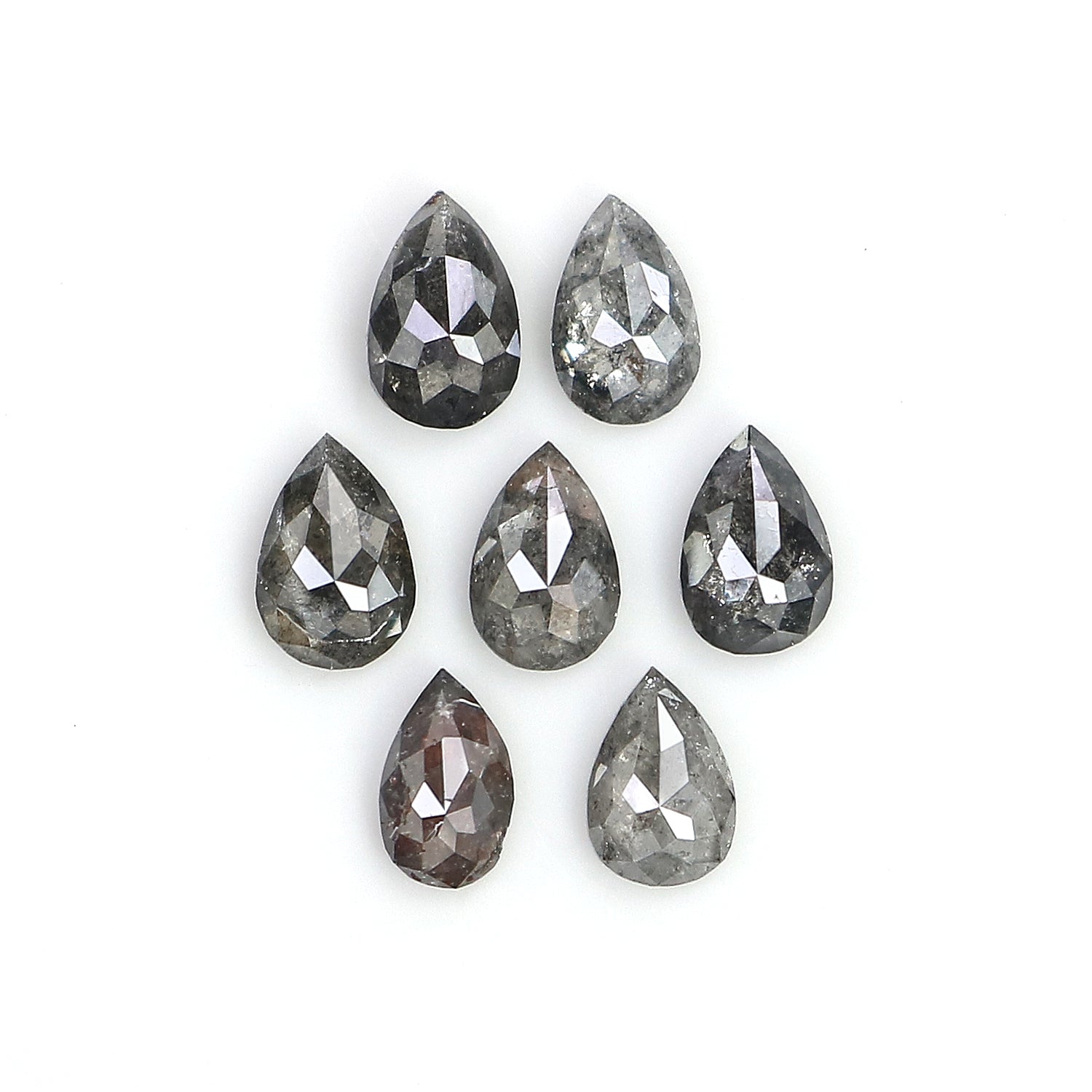0.94 CT Natural Loose Pear Shape Diamond Salt And Pepper Pear Diamond 4.30 MM Natural Loose Black Grey Color Pear Rose Cut Diamond LQ2734