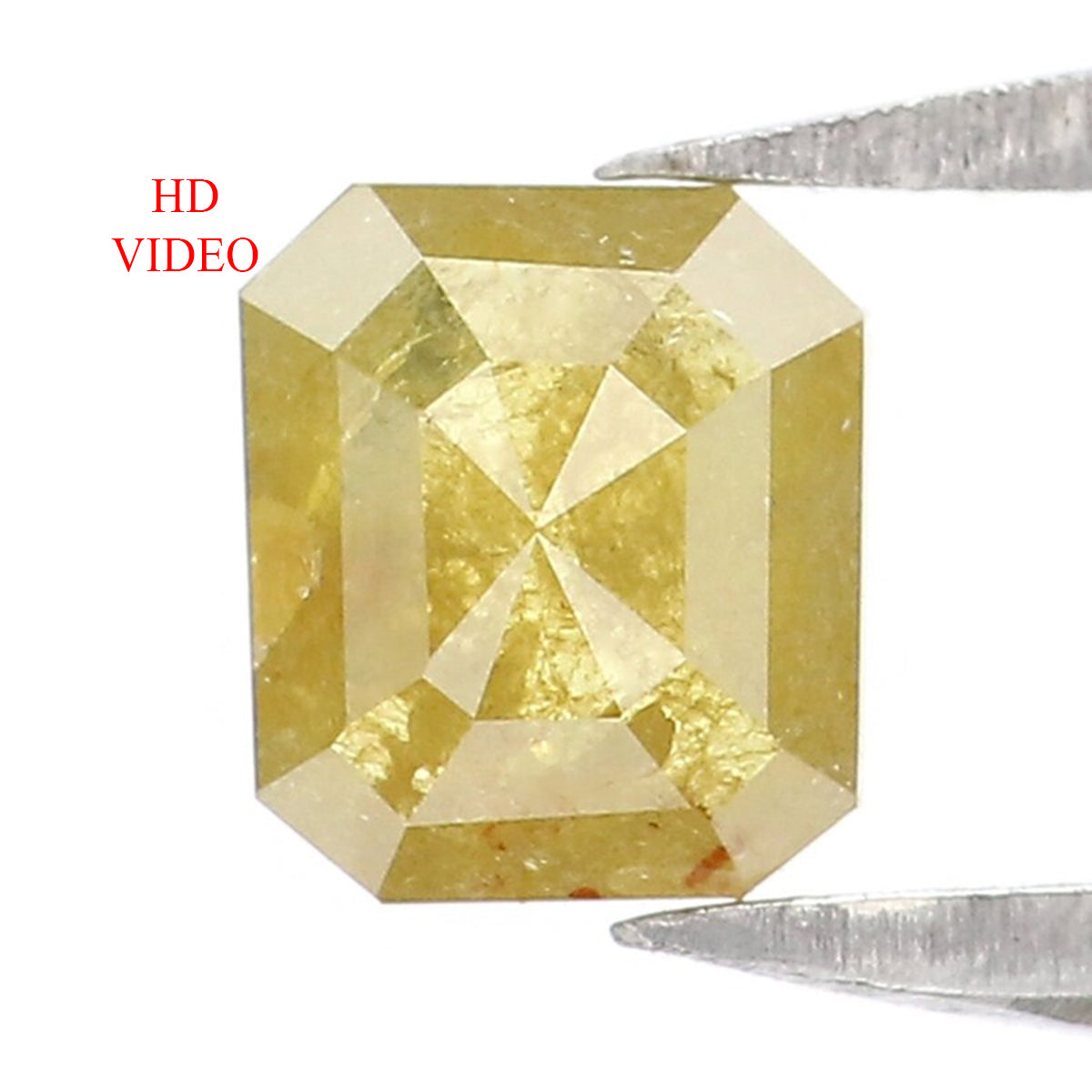 Natural Loose Radiant  Diamond Yellow Green Color 0.42 CT 5.00 MM Radiant Shape Rose Cut Diamond KR1196