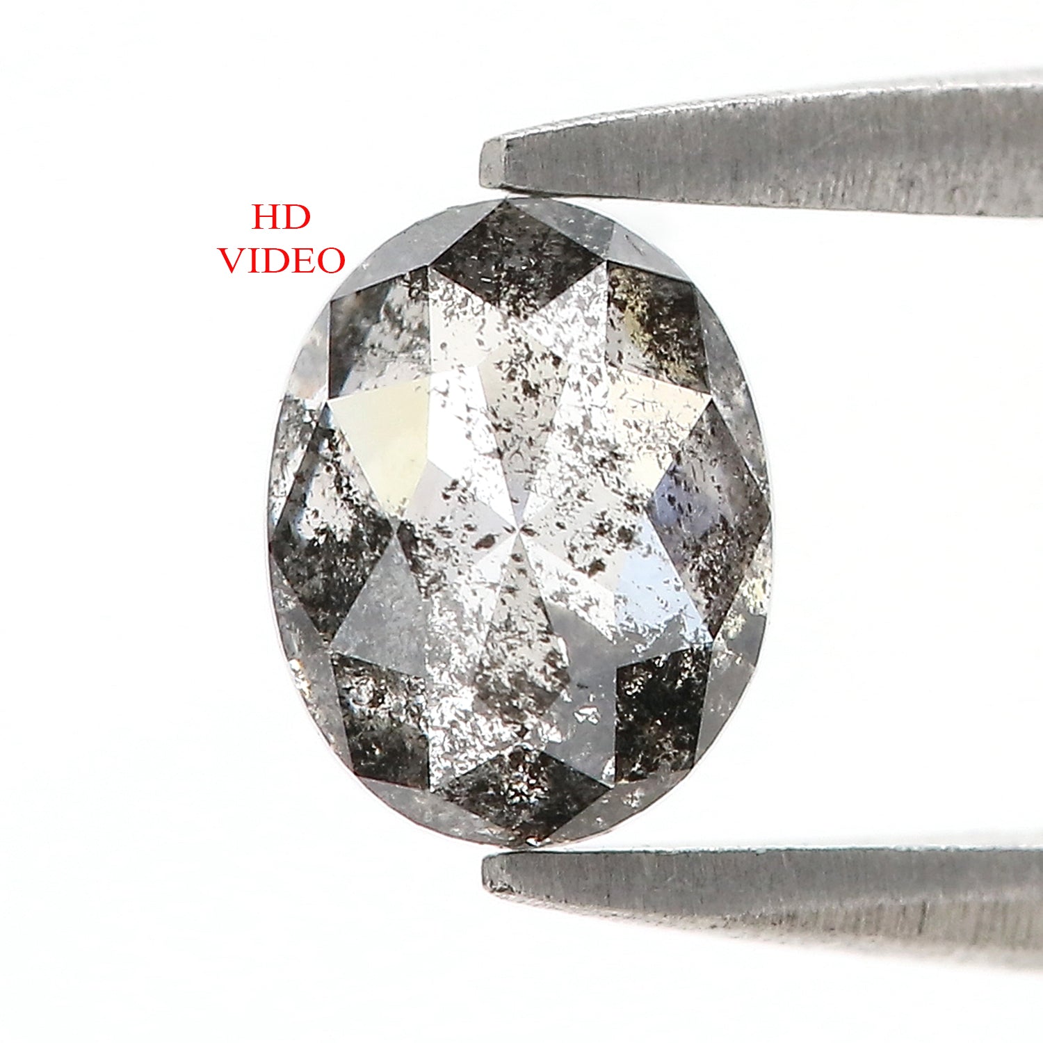 0.79 CT Natural Loose Oval Shape Diamond Salt And Pepper Oval Rose Cut Diamond 6.35 MM Black Grey Color Oval Shape Rose Cut Diamond QL1476