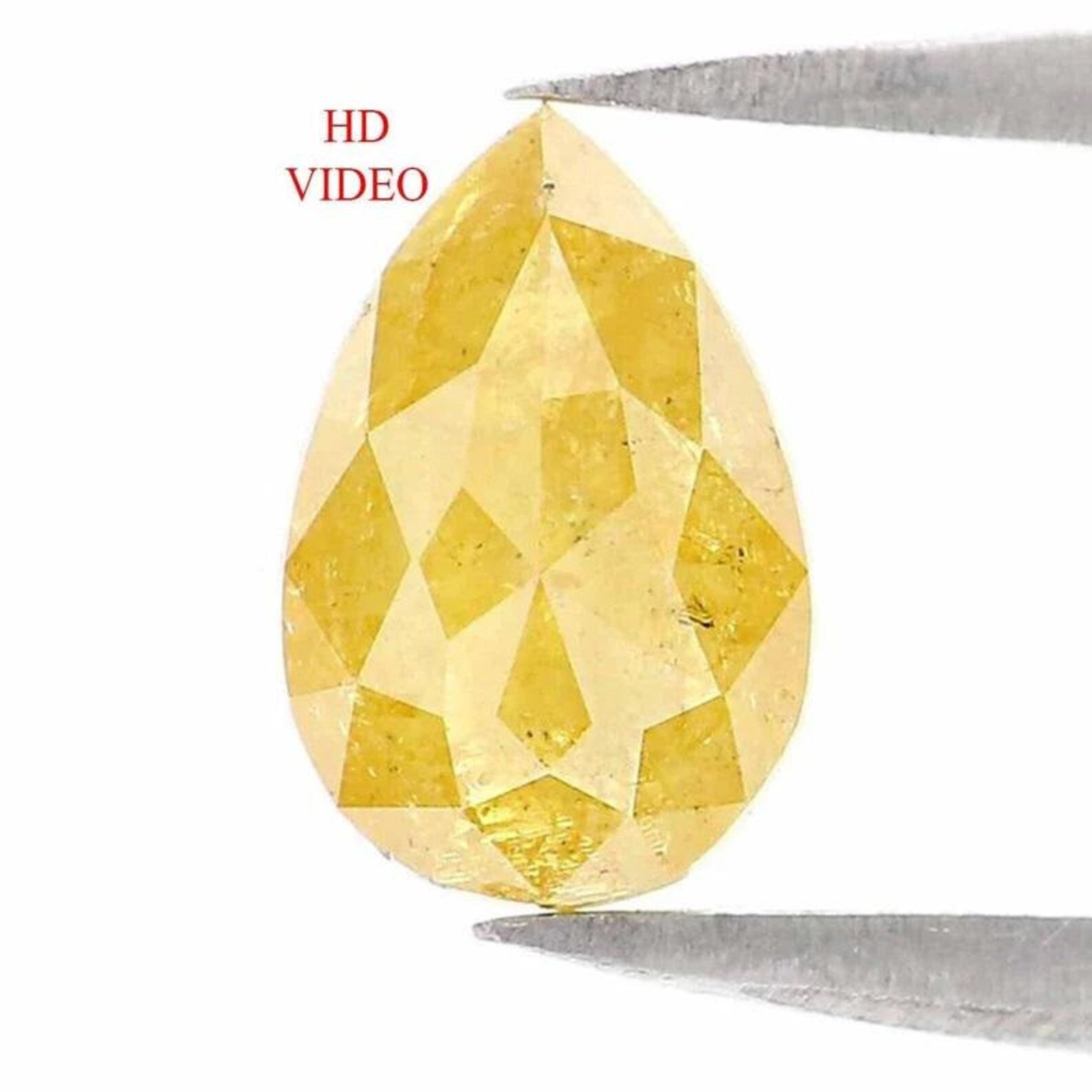 0.86 CT Natural Loose Pear Shape Diamond Yellow Color Pear Diamond 7.95 MM Natural Loose Diamond Yellow Color Pear Rose Cut Diamond NQ1947
