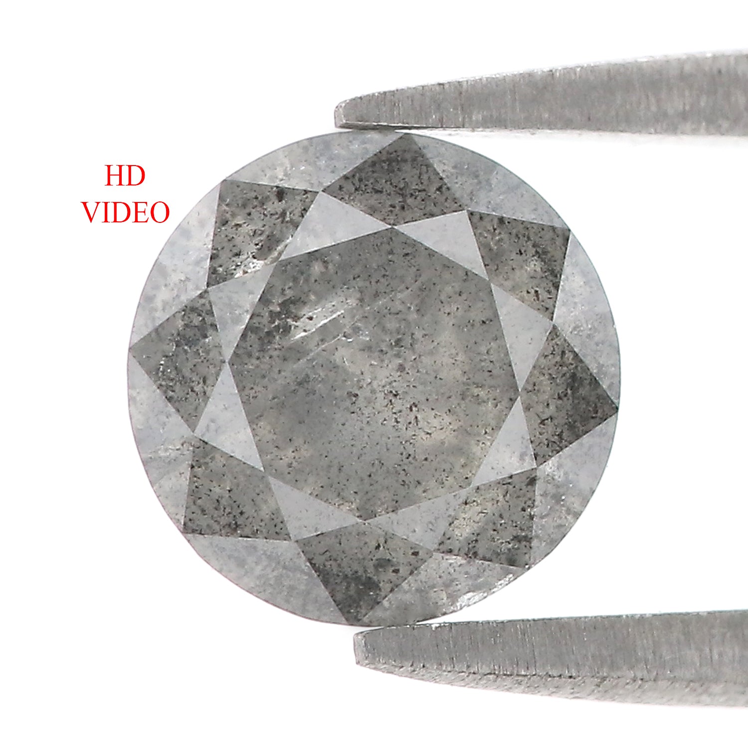 1.83 CT Natural Loose Round Shape Diamond Black Grey Color Round Cut Diamond 7.70 MM Salt And Pepper Round Brilliant Cut Diamond QL903