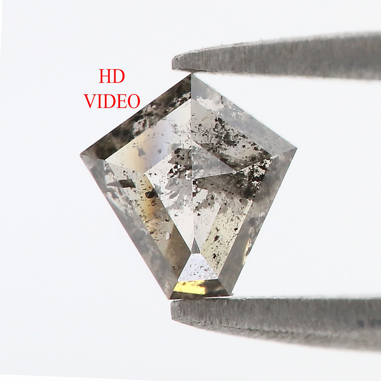 0.72 CT Natural Loose Pentagon Shape Diamond Salt And Pepper Pentagon Cut Diamond 6.00 MM Black Gray Color Pentagon Rose Cut Diamond QL9518
