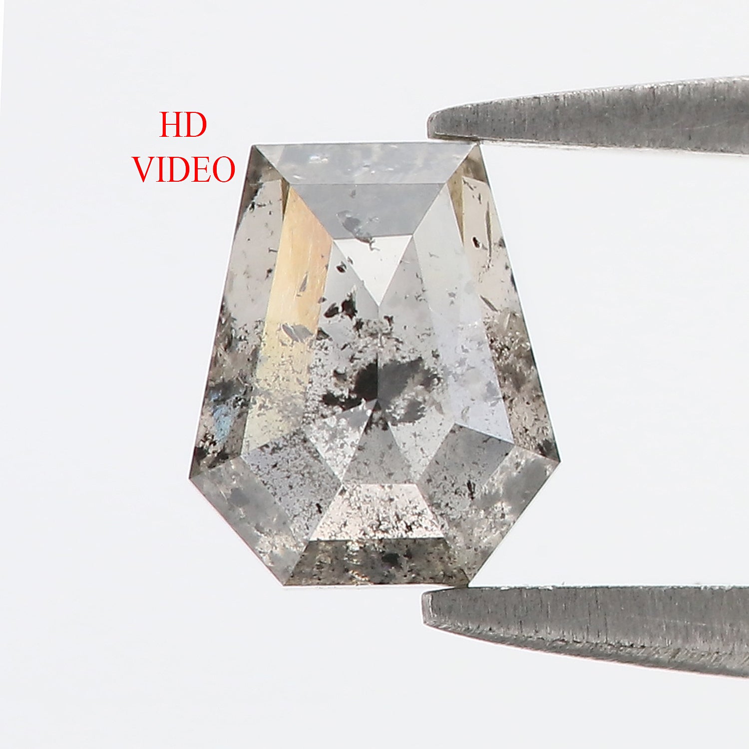 1.11 CT Natural Loose Coffin Shape Diamond Salt And Pepper Coffin Cut Diamond 6.80 MM Black Grey Color Coffin Shape Rose Cut Diamond QK2178