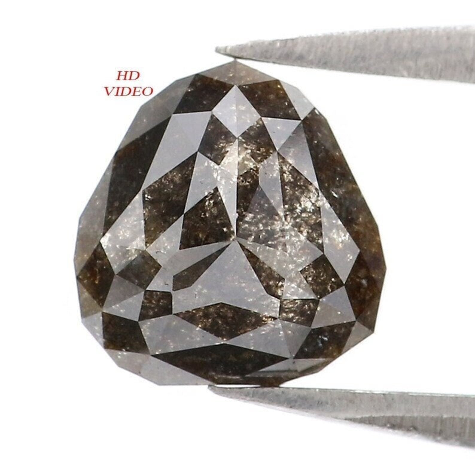 1.53 CT Natural Loose Triangle Shape Diamond Salt And Pepper Triangle Diamond 7.30 MM Black Brown Color Triangle Rose Cut Diamond NQ9453