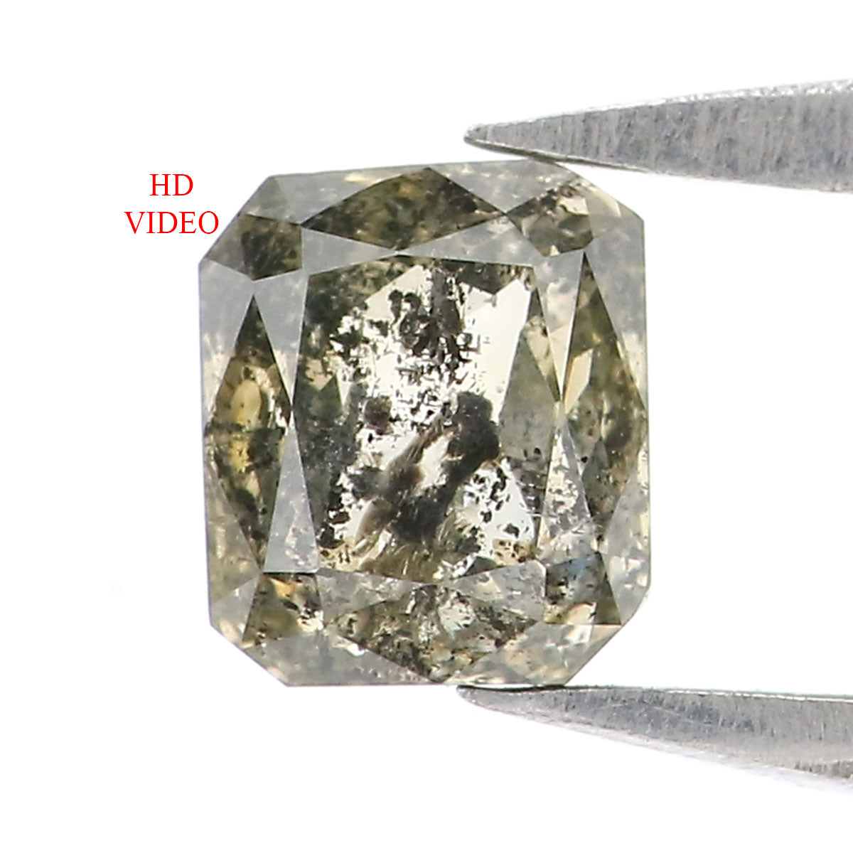 Natural Loose Radiant Salt And Pepper Diamond Green Black Color 0.48 CT 4.65 MM Radiant Shape Rose Cut Diamond L8687