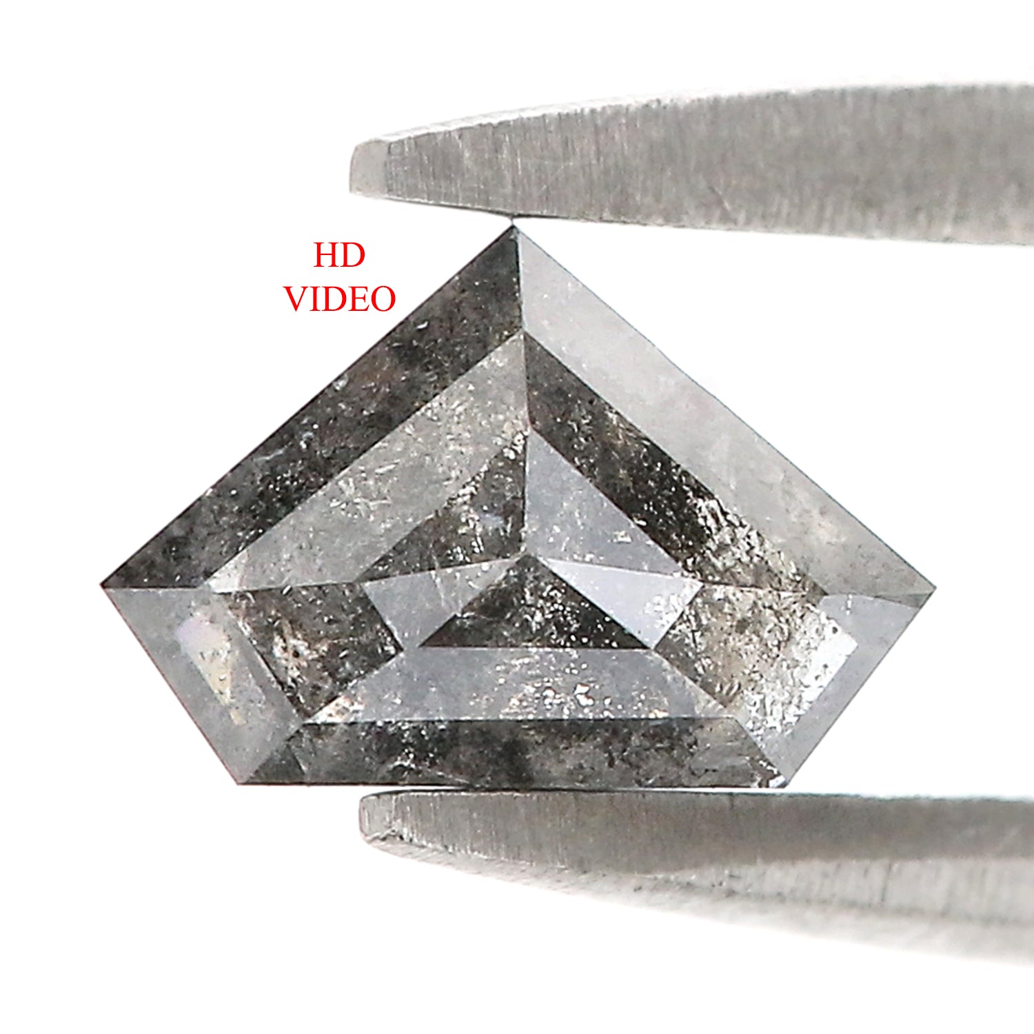 0.50 CT Natural Loose Shield Shape Diamond Salt And Pepper Shield Diamond 4.40 MM Natural Black Grey Color Shield Rose Cut Diamond N2664