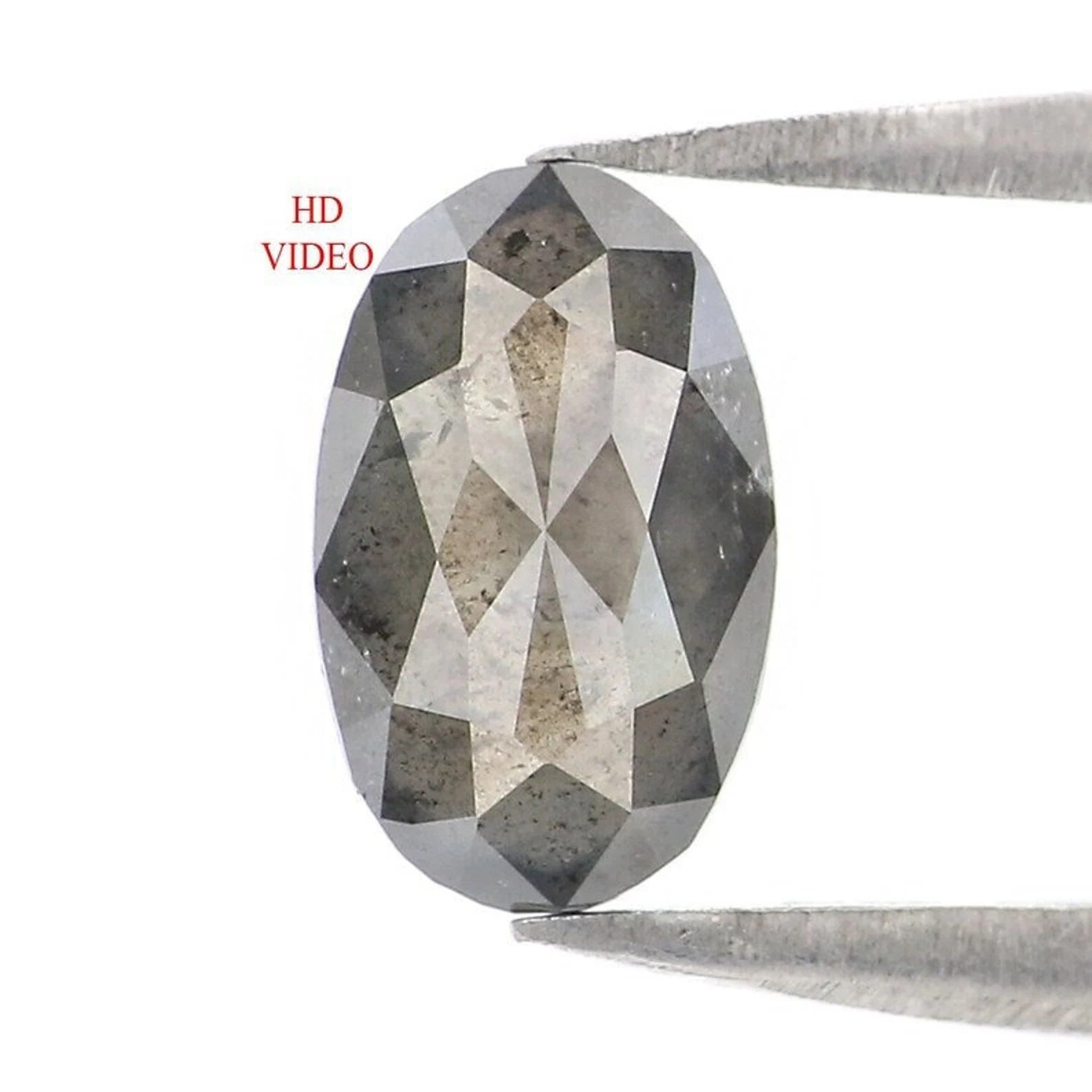 0.77 Ct Natural Loose Oval Shape Diamond Salt And Pepper Oval Diamond 7.60 MM Natural Diamond Black Grey Color Oval Rose Cut Diamond NQ804