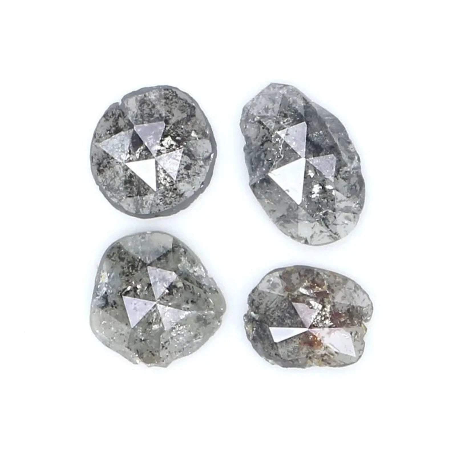 1.15 CT Natural Loose Slice Shape Diamond Salt And Pepper Slice Cut Diamond 4.70 MM Natural Black Gray Color Slice Rose Cut Diamond NQ2143