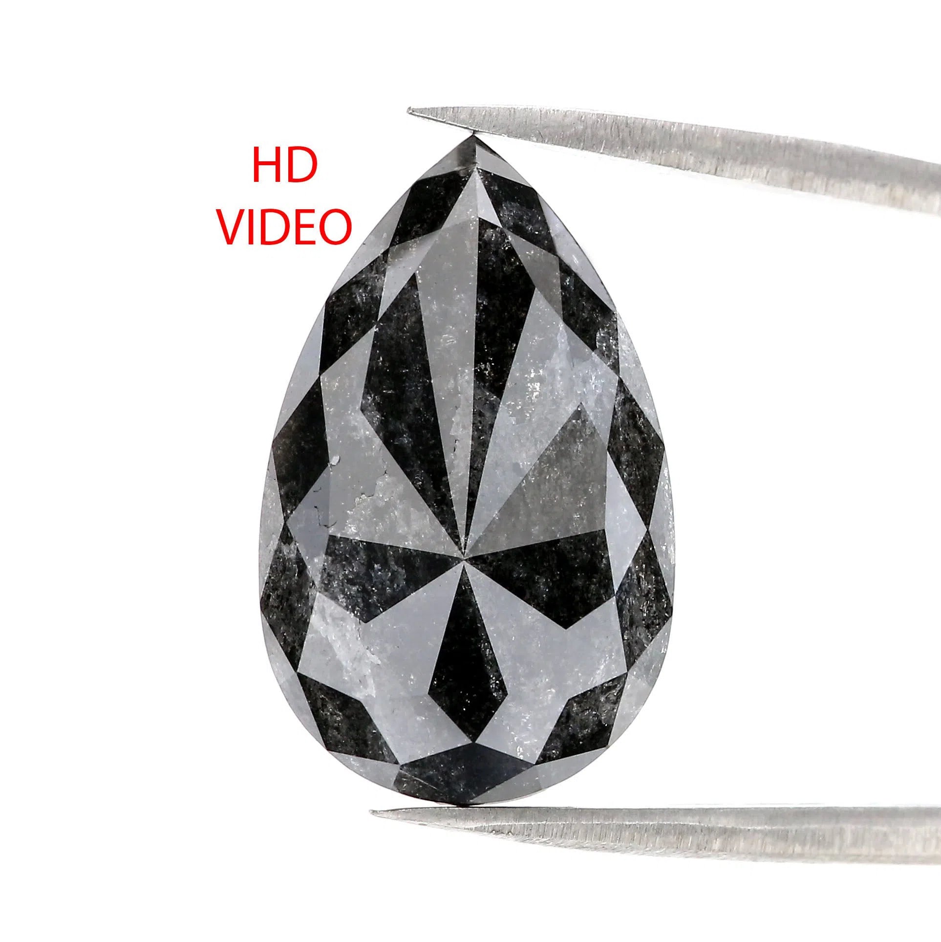 11.67 CT Natural Loose Pear Shape Diamond Salt And Pepper Pear Rose Cut Diamond 20.20 MM Black Grey Color Pear Rose Cut Diamond QL3019