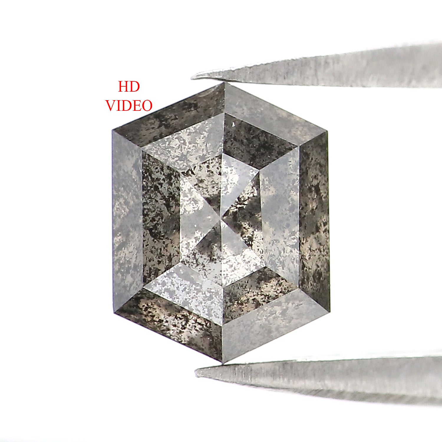 1.38 CT Natural Loose Hexagon Cut Diamond Salt And Pepper Hexagon Diamond 7.10 MM Natural Loose Black Grey Color Hexagon Cut Diamond LQ2997