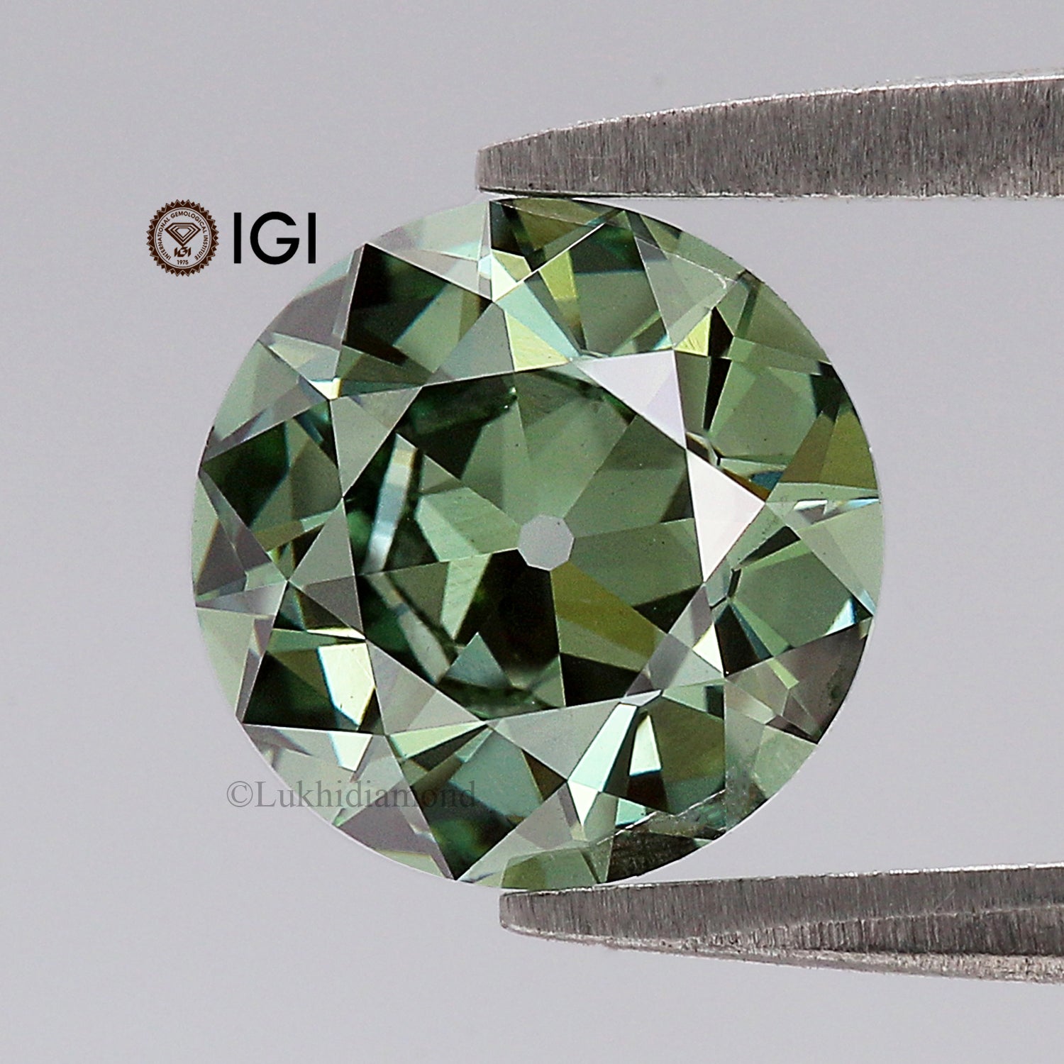 2.02 CT IGI Certified Round Old European Cut Diamond Fancy Vivid Green Color VS1 Clarity Lab Grown Diamond Lab Created Lab Diamond L3580