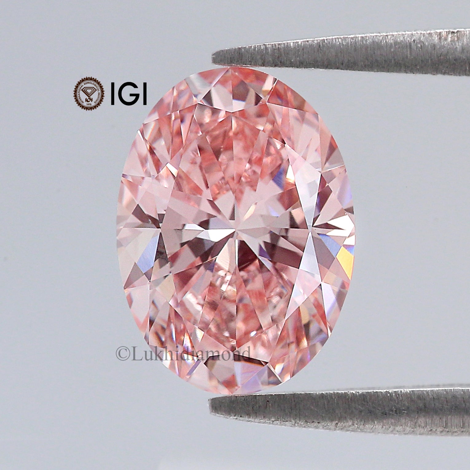 2.26 CT IGI Certified Oval Brilliant Cut Diamond Fancy Intense Pink Color VS1 Clarity Diamond Lab Grown Diamond Lab Created Diamond L3289
