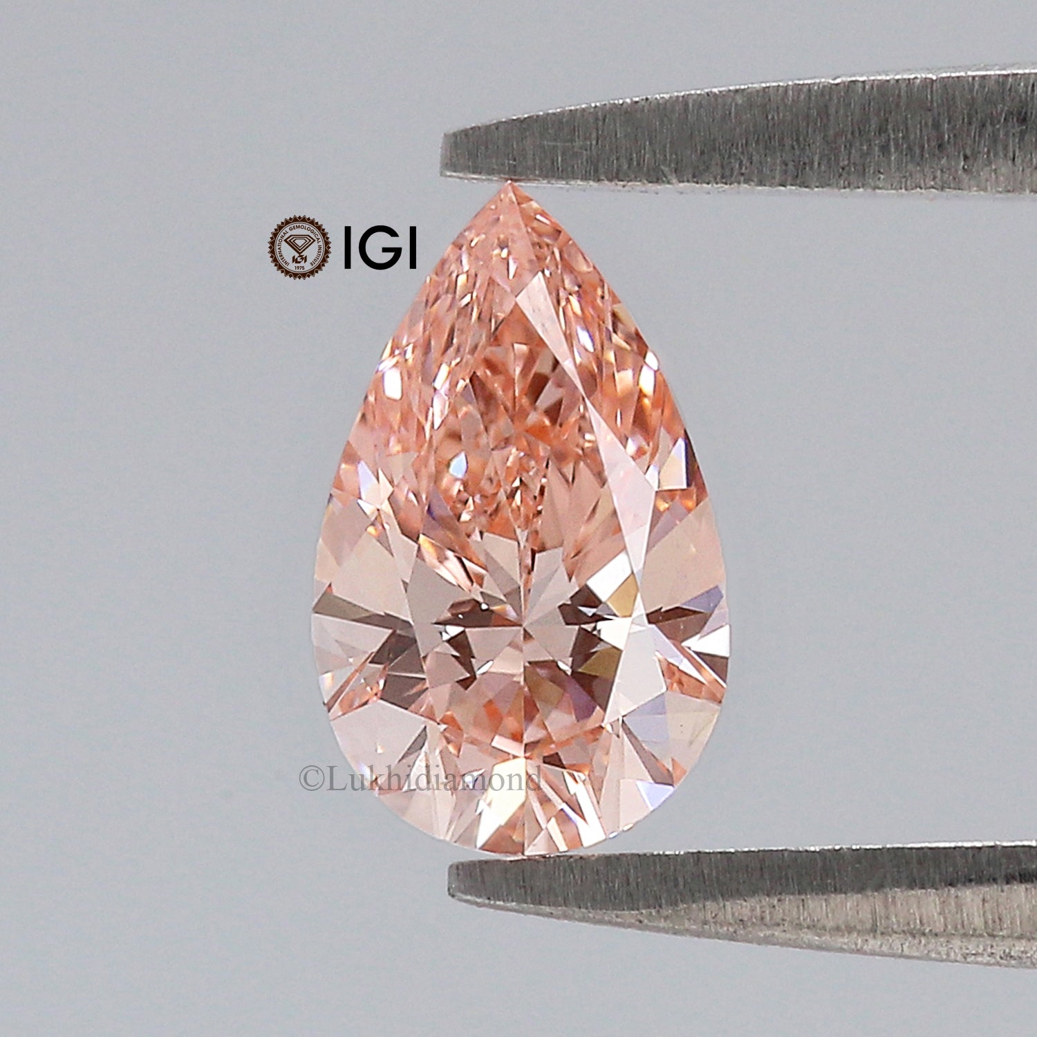 0.61 CT IGI Certified Pear Brilliant Cut Diamond Fancy Vivid Pink Color VS1 Clarity Lab Grown Diamond Lab Created Pear CVD Diamond L3493