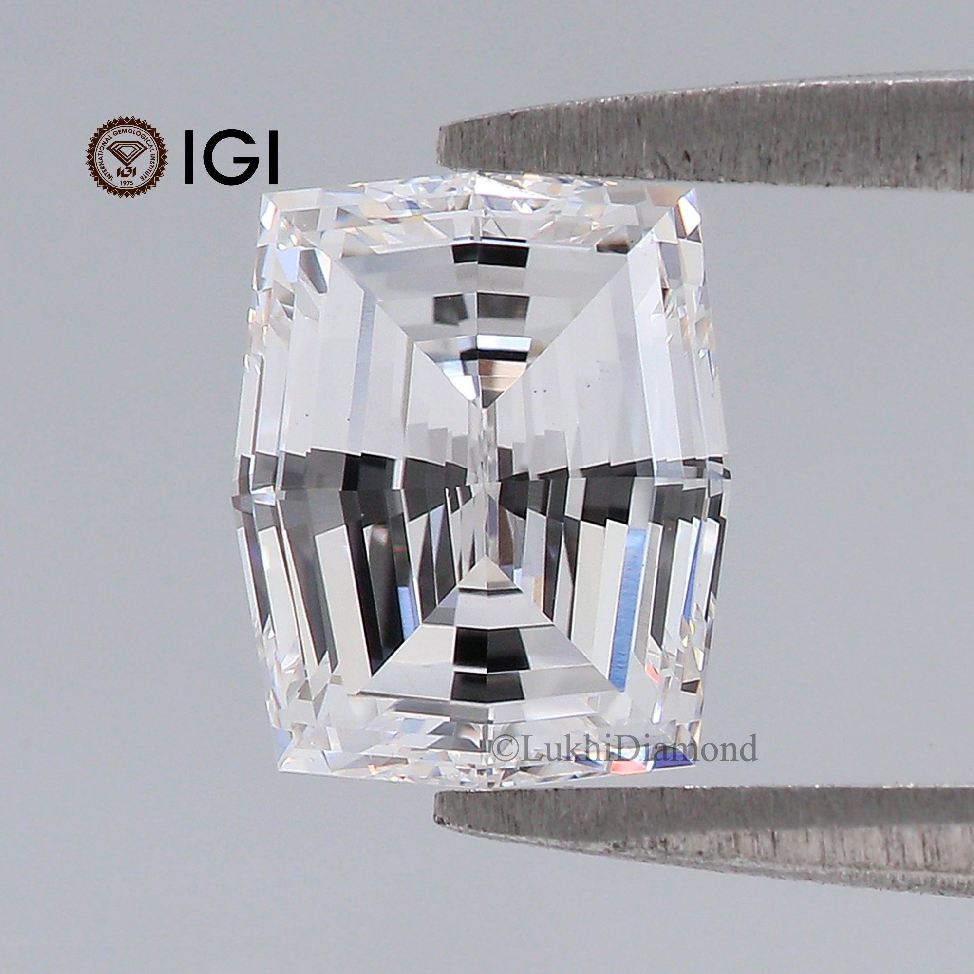 1.65 CT IGI Certified Modified Rectangular Cushion Step Cut Diamond White -E Color VS1 Clarity Lab Grown CVD Lab Created Diamond L3235