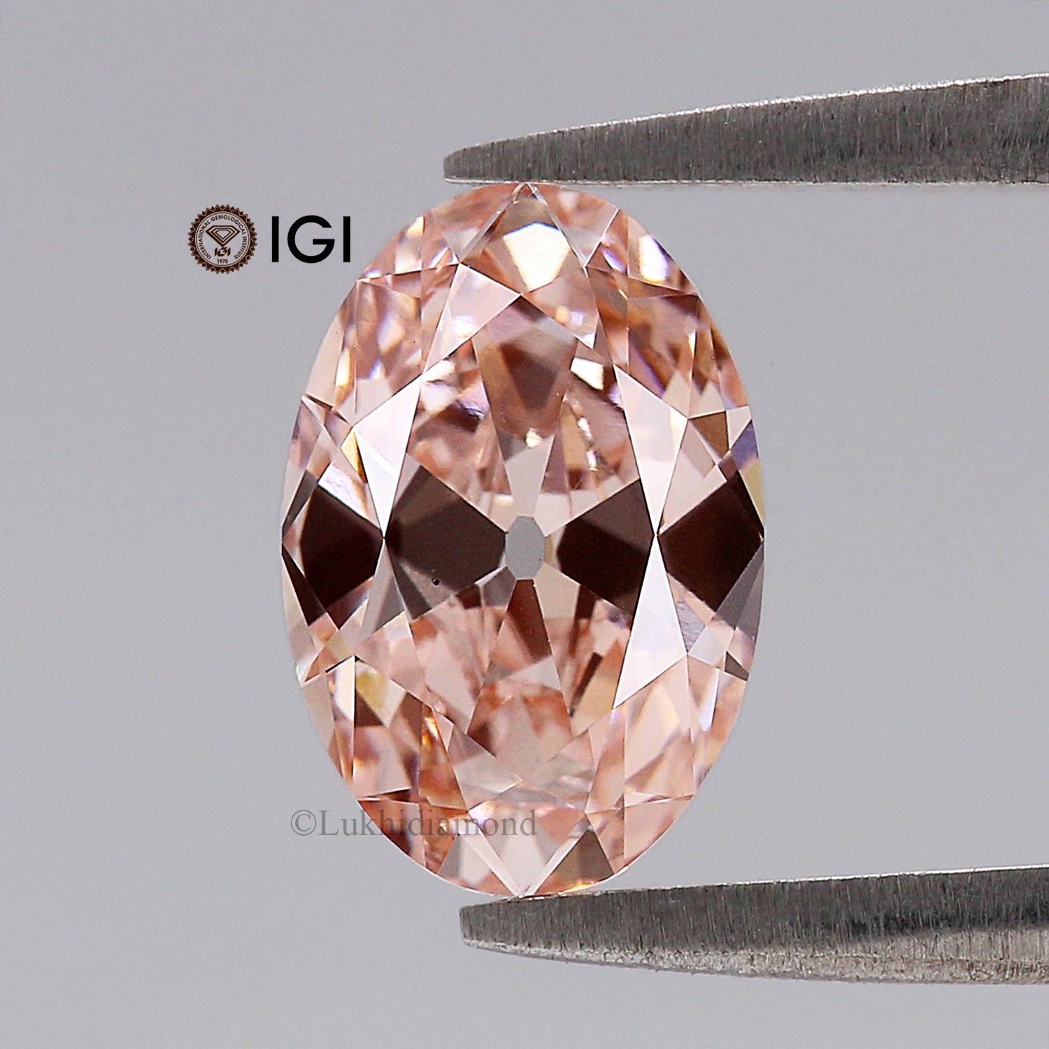 1.57 CT IGI Certified Oval Old European Cut Diamond Fancy Vivid Pink Color VS1 Clarity Diamond Lab Grown Diamond Lab Created Diamond L3575