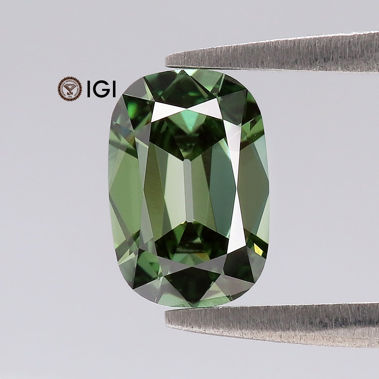 1.08 CT IGI Certified Cushion Old European Cut Diamond Fancy Vivid Green Color VS1 Clarity Lab Grown Diamond Lab Created Lab Diamond L3666