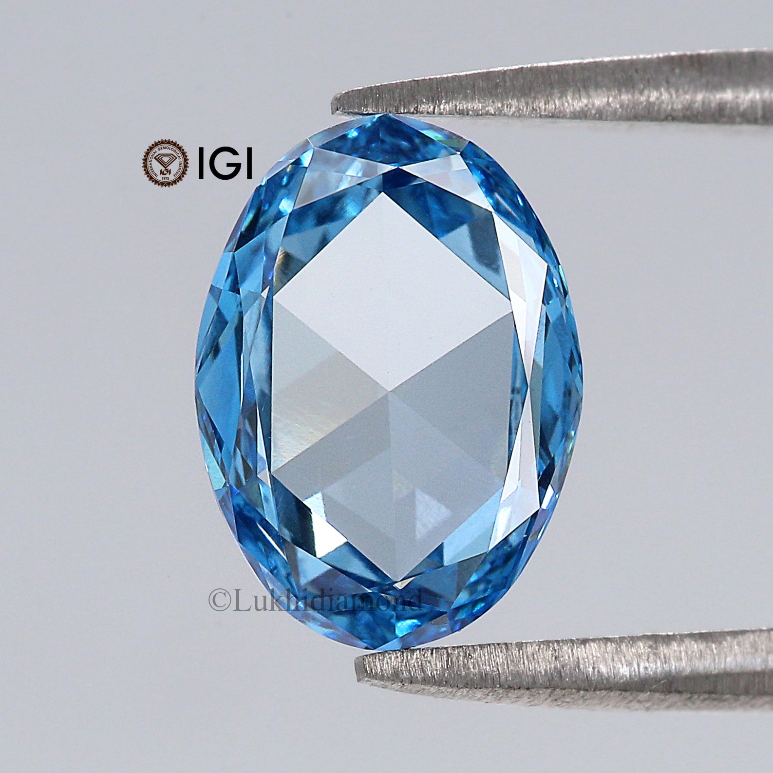 1.70 CT IGI Certified Oval Rose Cut Diamond Fancy Intense Blue Color VS1 Clarity Diamond Lab Grown Diamond Lab Created Oval Diamond L3294
