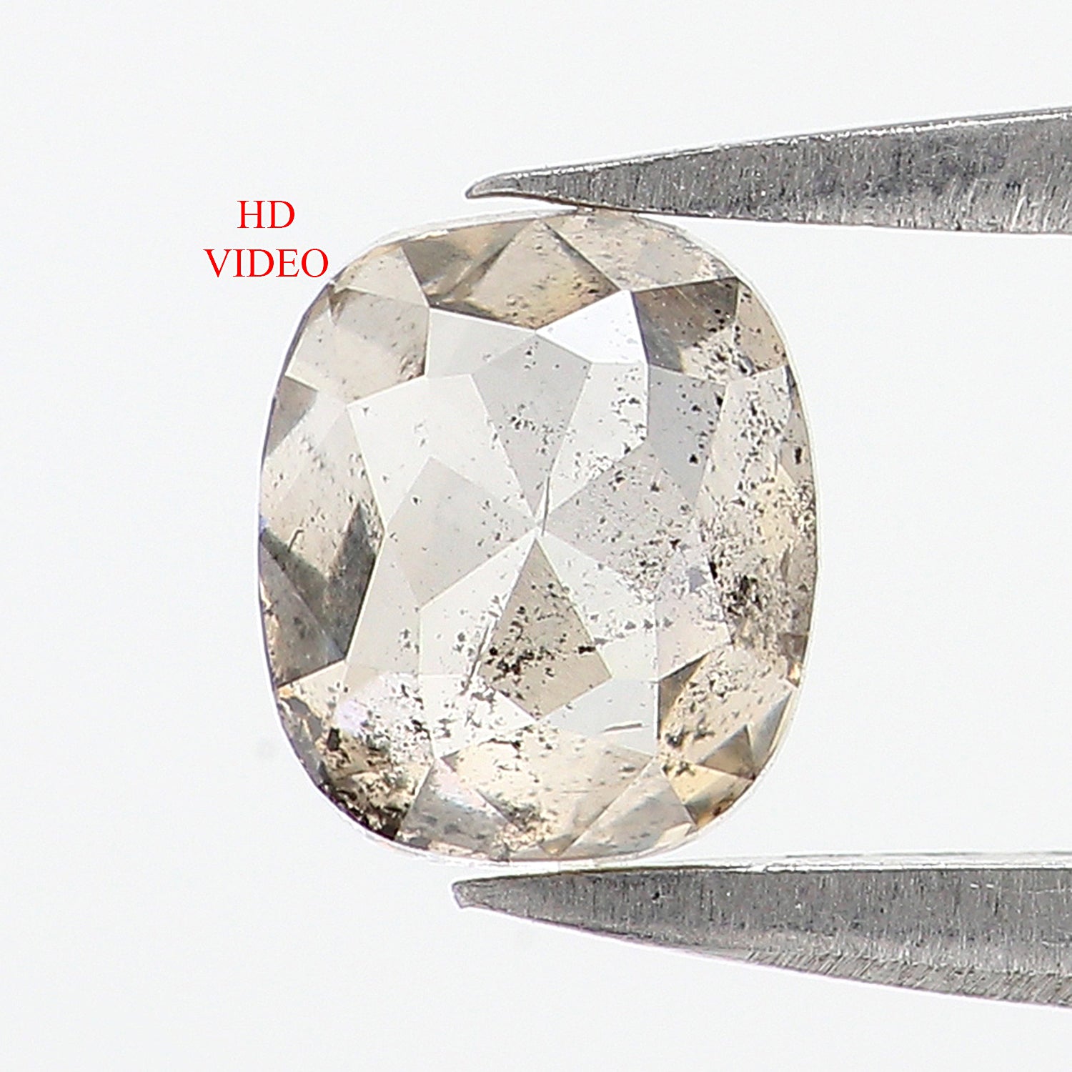 0.81 CT Natural Loose Cushion Shape Diamond Salt And Pepper Cushion Shape Diamond 5.60 MM Black Grey Color Cushion Rose Cut Diamond QL9308