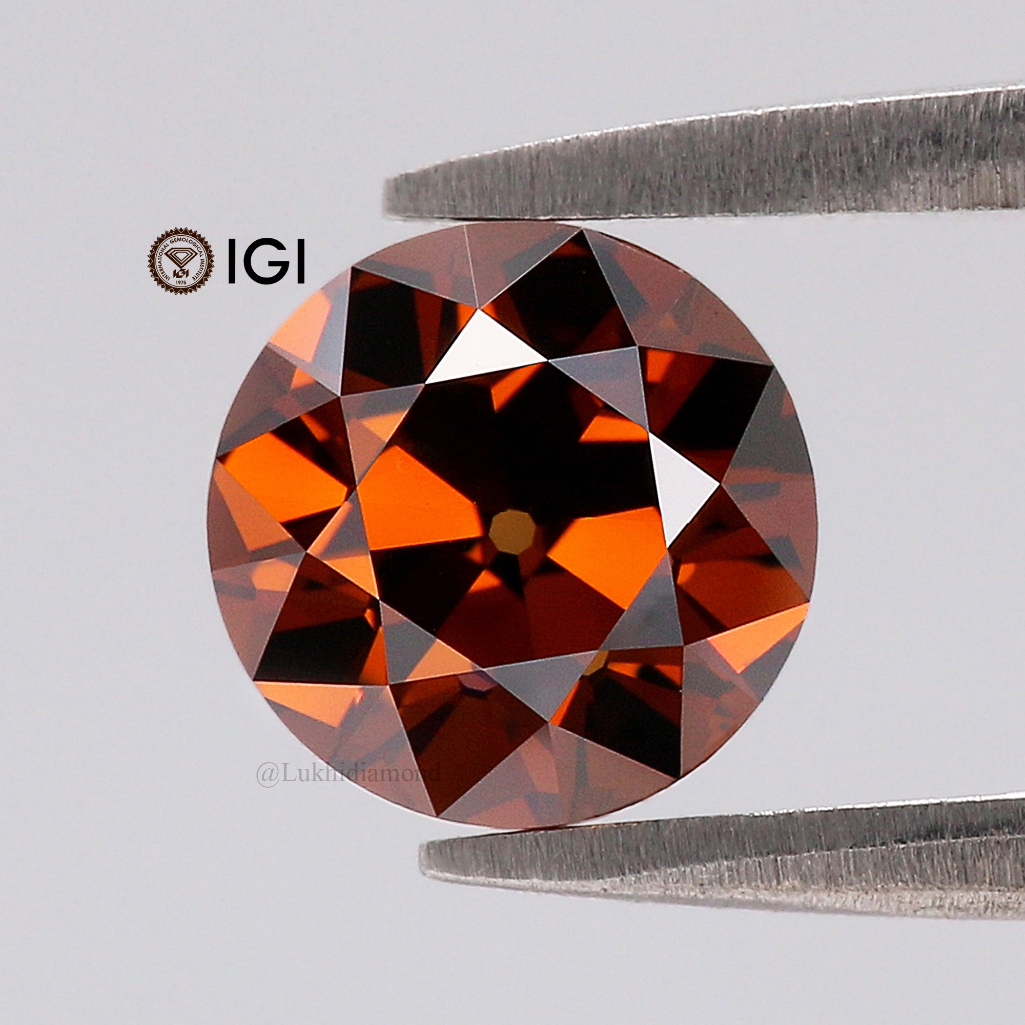 1.56 CT IGI Certified Round Old European Cut Diamond Fancy Deep Orange Color VS1 Clarity Lab Grown Diamond Lab Created Lab Diamond L3663