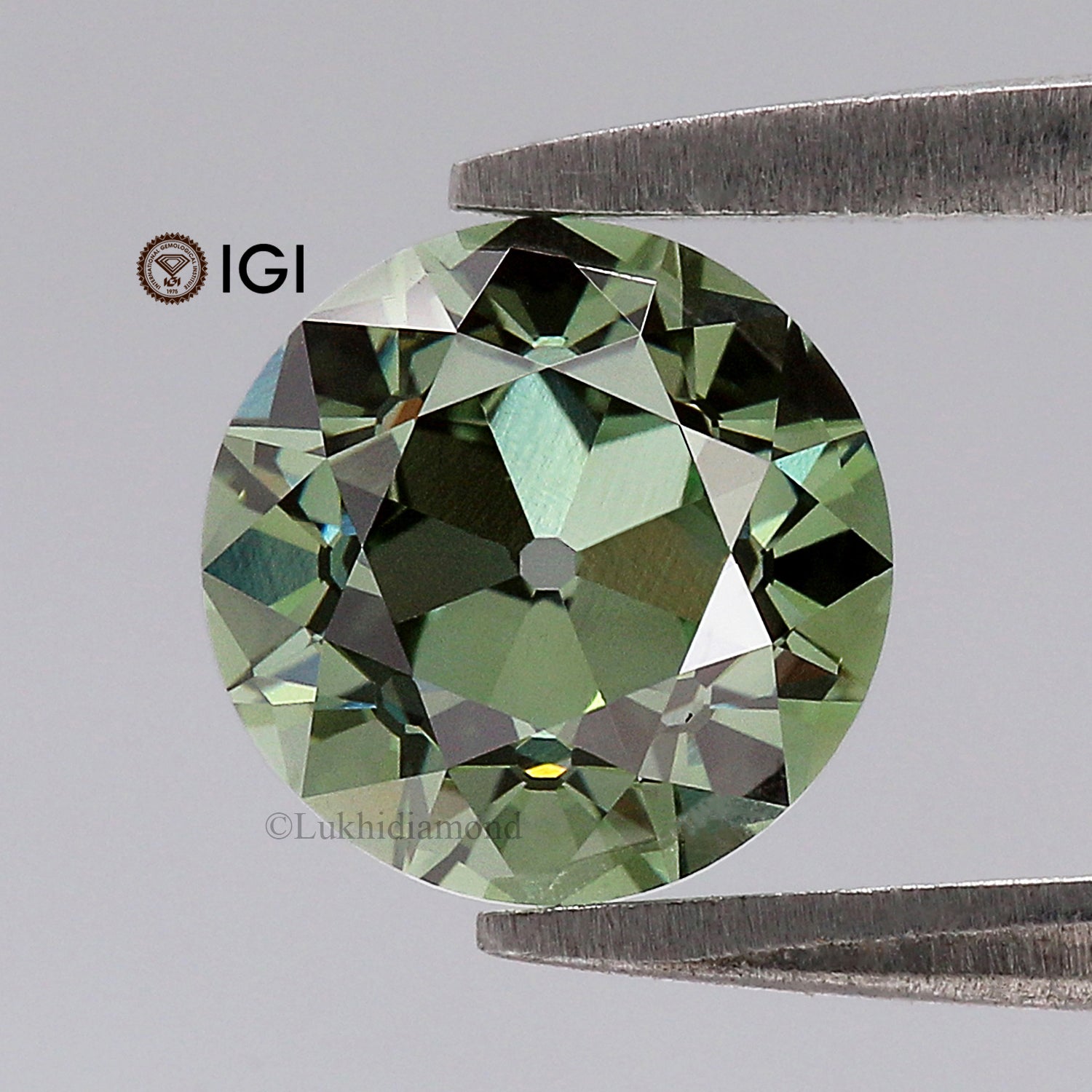 1.71 CT IGI Certified Round Old European Cut Diamond Fancy Vivid Green Color VS1 Clarity Lab Grown Diamond Lab Created Lab Diamond L3581