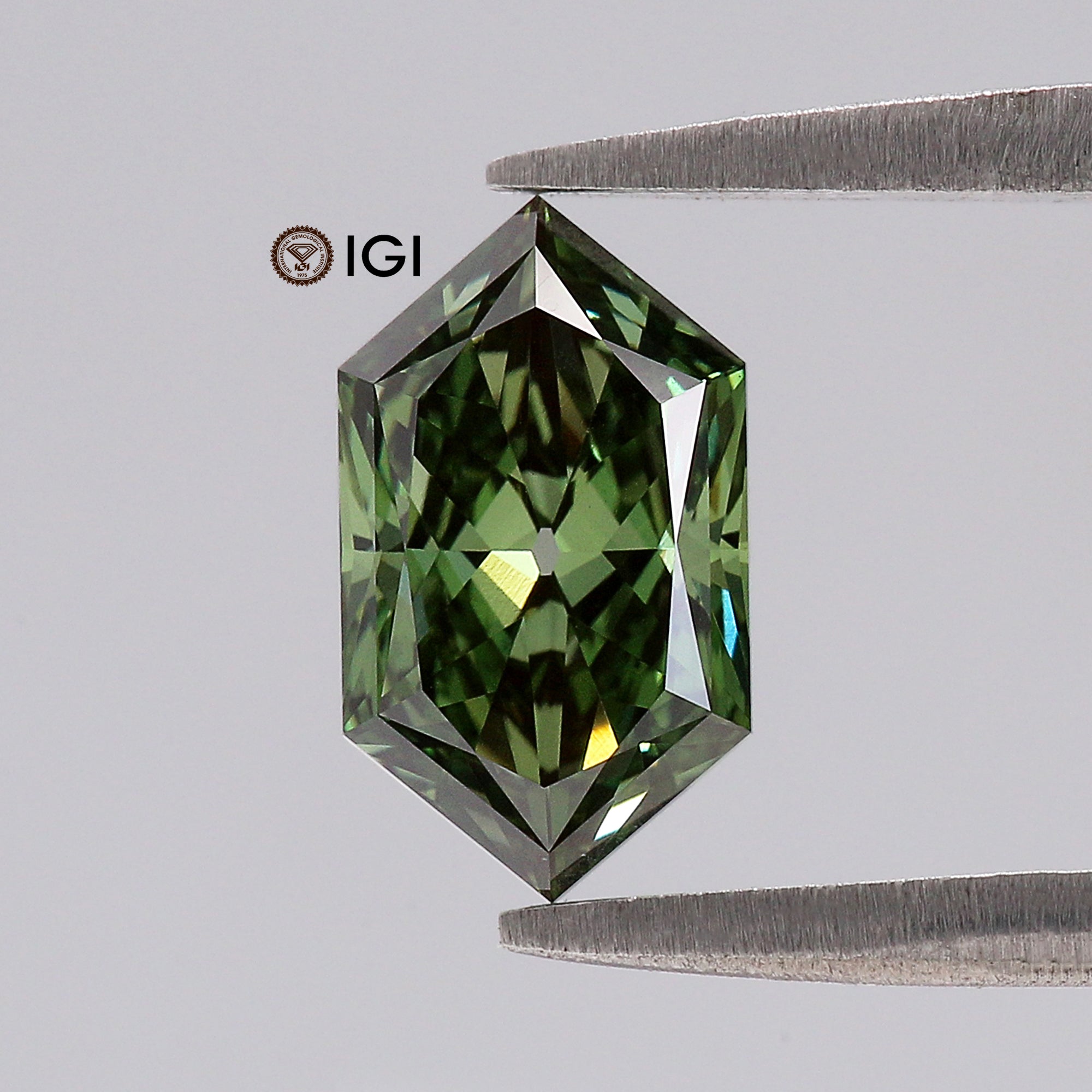 1.31 CT IGI Certified Hexagon Old European Cut Diamond Fancy Vivid Green Color VVS2 Clarity Lab Grown Diamond Lab Created Diamond L3671