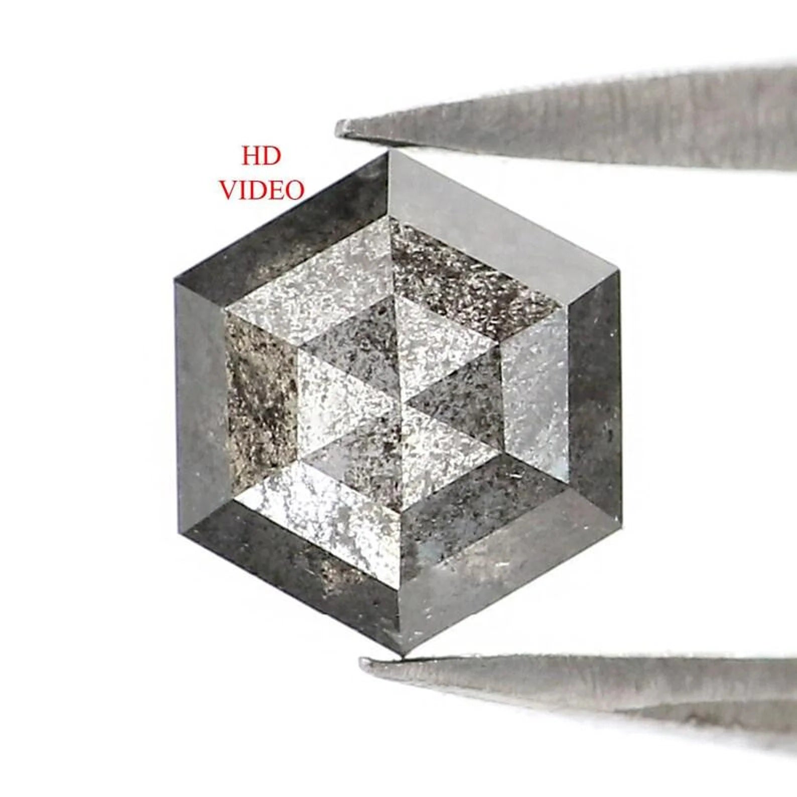 0.58 CT Natural Loose Hexagon Shape Diamond Salt And Pepper Hexagon Diamond 5.70 MM Natural Loose Diamond Hexagon Rose Cut Diamond NQ2453