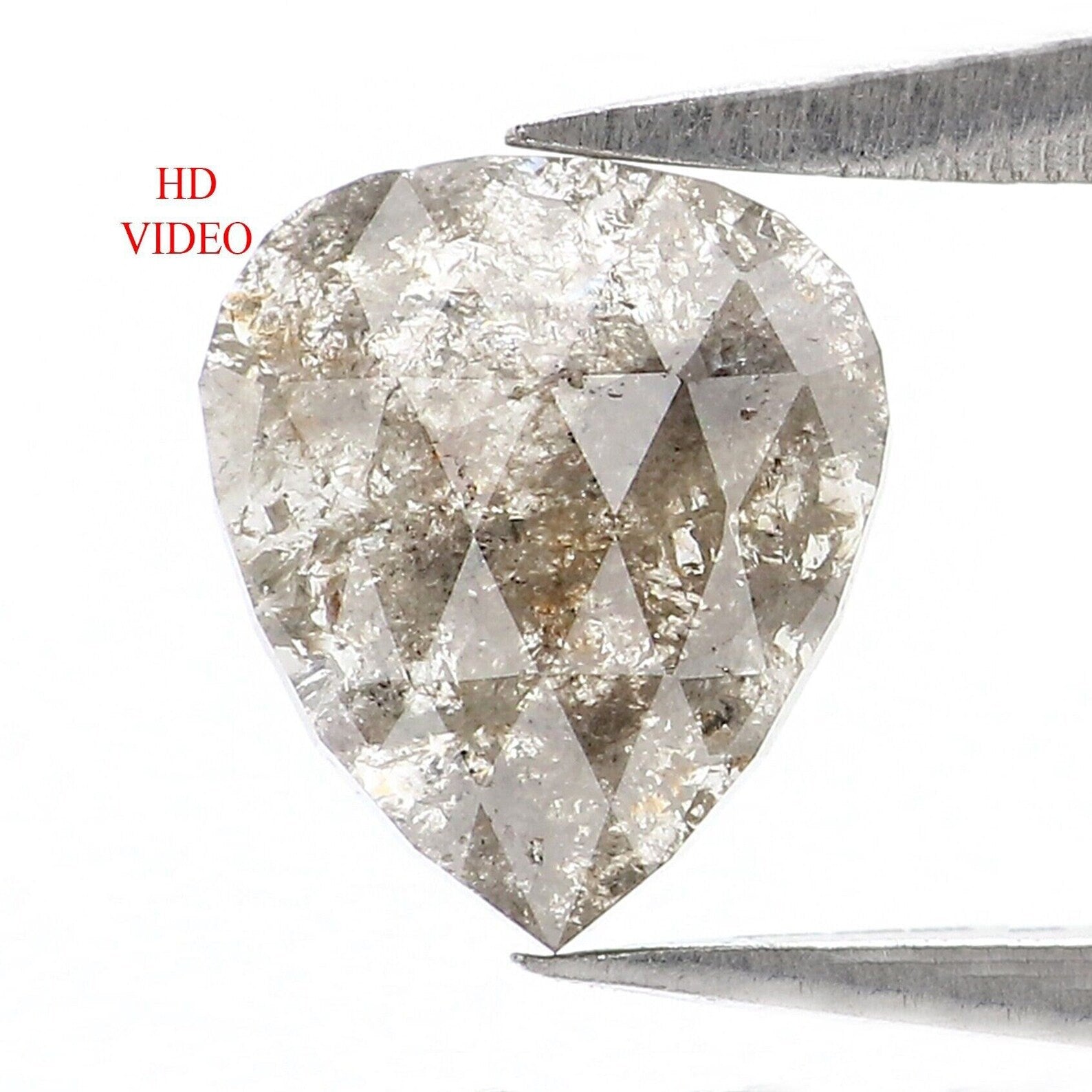 0.86 Ct Natural Loose Heart Shape Diamond Salt And Pepper Heart Cut Diamond 7.60 MM Natural Diamond Grey Color Heart Rose Cut Diamond NQ8437