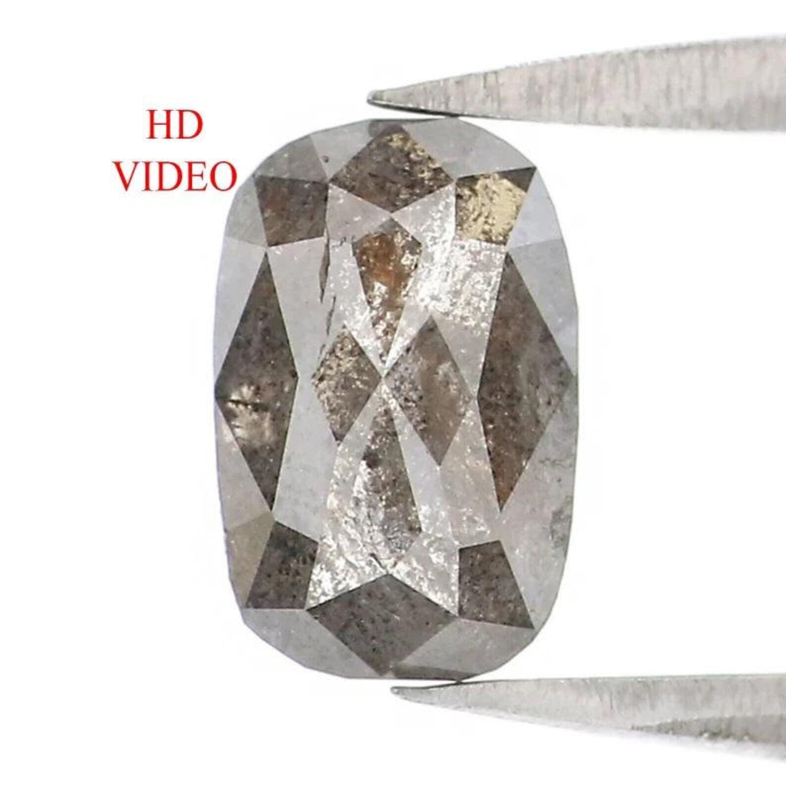 0.75 CT Natural Loose Cushion Cut Diamond Salt And Pepper Cushion Diamond 7.05 MM Natural Black Grey Color Cushion Rose Cut Diamond NQ7086