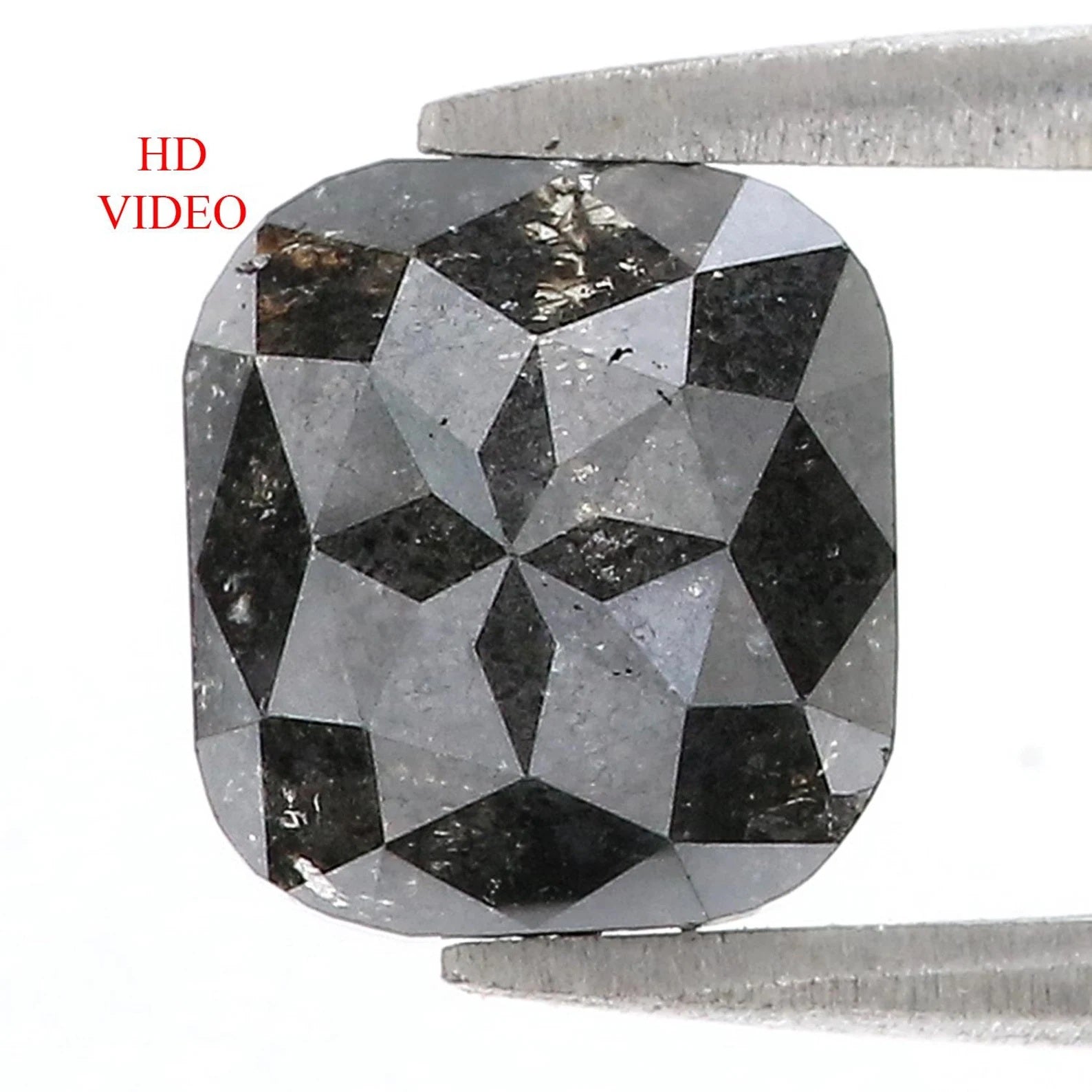 2.00 CT Natural Loose Cushion Shape Diamond Black Color Cushion Diamond 8.20 MM Natural Loose Black Color Cushion Rose Cut Diamond NQ9598