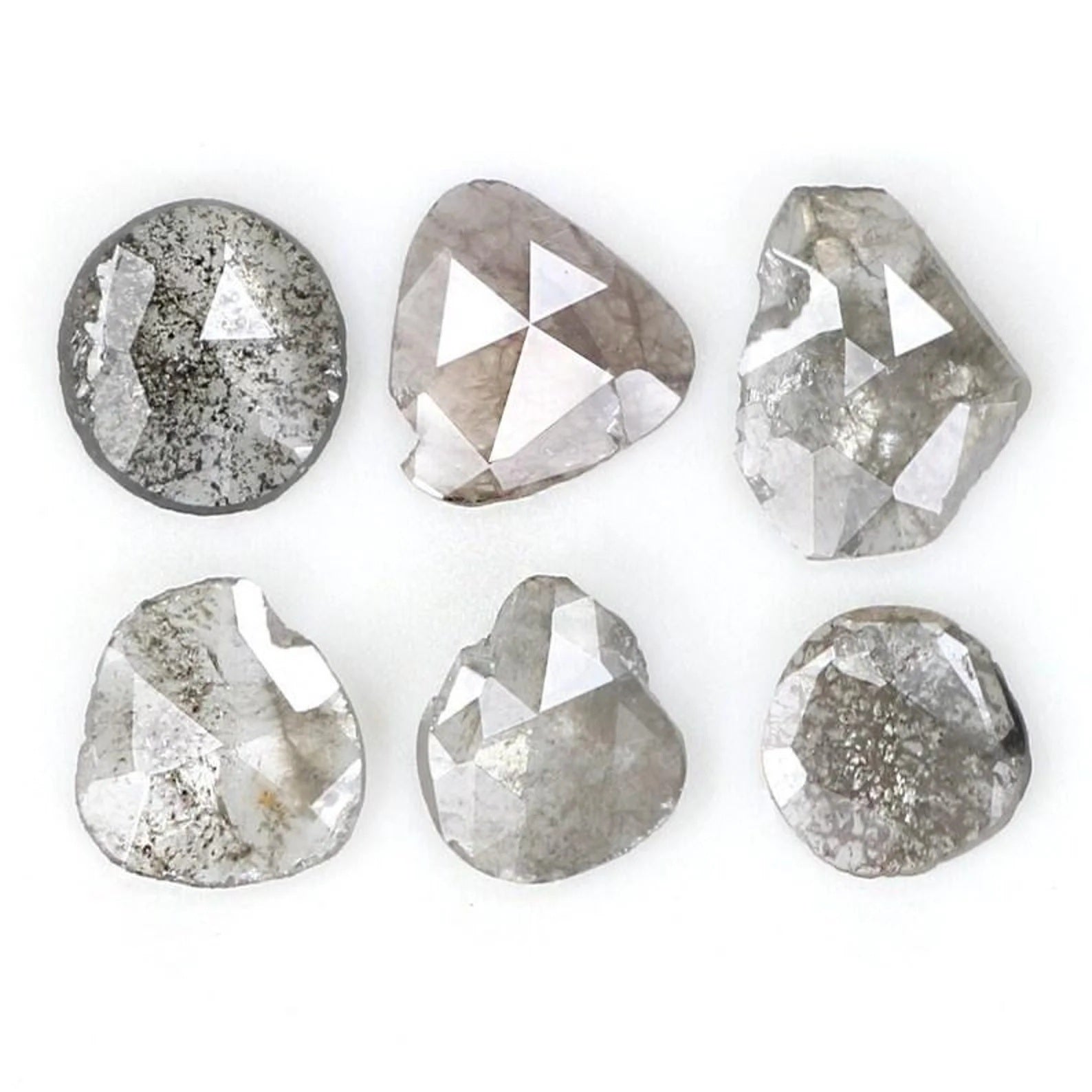 0.75 CT Natural Loose Slice Shape Diamond Salt And Pepper Irregular Cut Diamond 3.60 MM Black Grey Color Slice Shape Rose Cut Diamond NQ1645