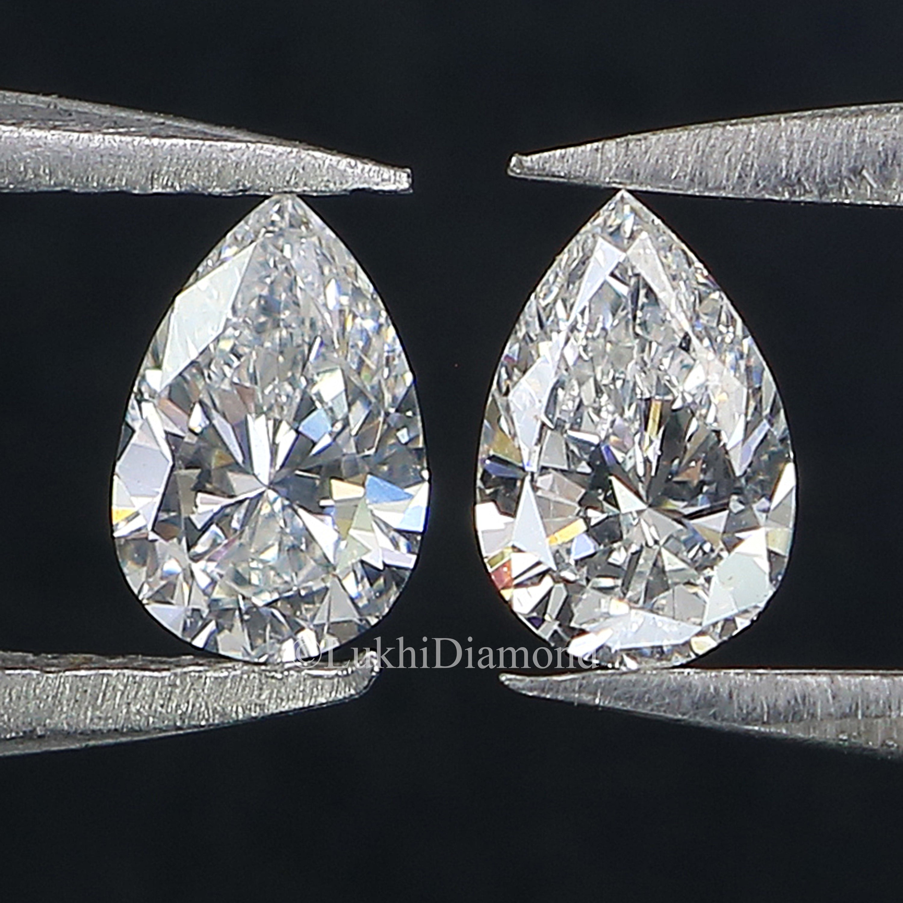 Pear Cut Lab Grown Diamond 3X2/4X3/5X3 MM Size Pear D/E/F Color VS Clarity Diamond 2 PCs Pair For Earring Gift For Her Engagement Ring Q115