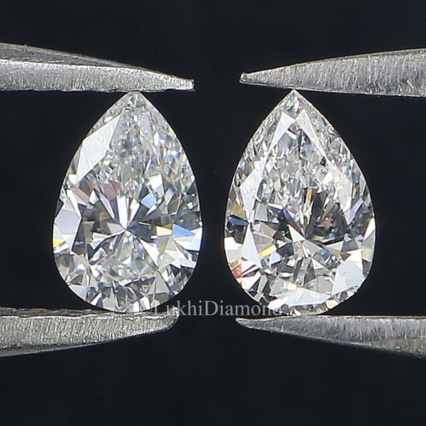 Pear Cut Lab Grown Diamond 3X2/4X3/5X3 MM Size Pear Loose Lab Man Made Diamond 2 PCs Pair For Earring Gift For Her Engagement Ring Q115